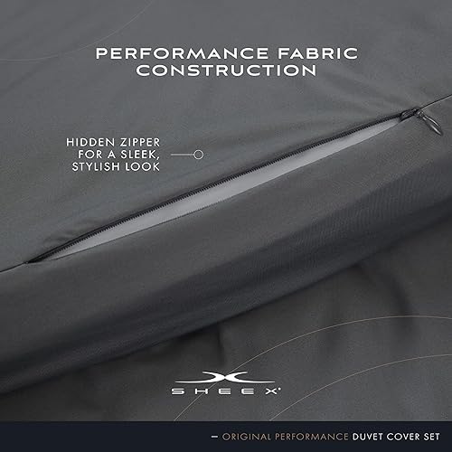 Miniatura 4 de SHEEX - Juego de funda de edredón de rendimiento original de enfriamiento, funda de edredón ligera tamaño king con 2 fundas de almohada tamaño king,