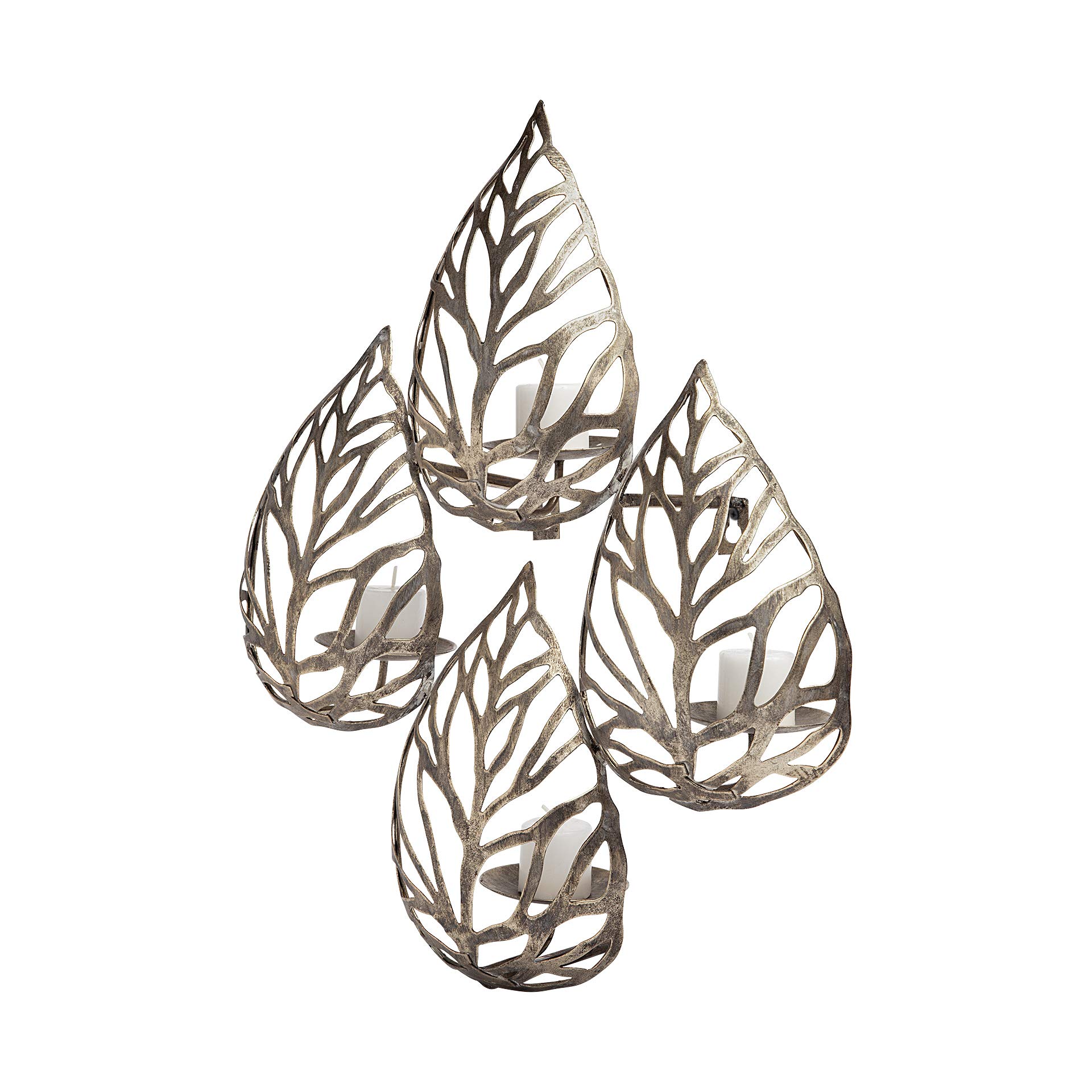 Mercana Furniture & Decor Four Sconce Lana II by Mercana Wall Candle Holders, 13.8L x 5.9W x 17.7H, Antiqued-Champagne