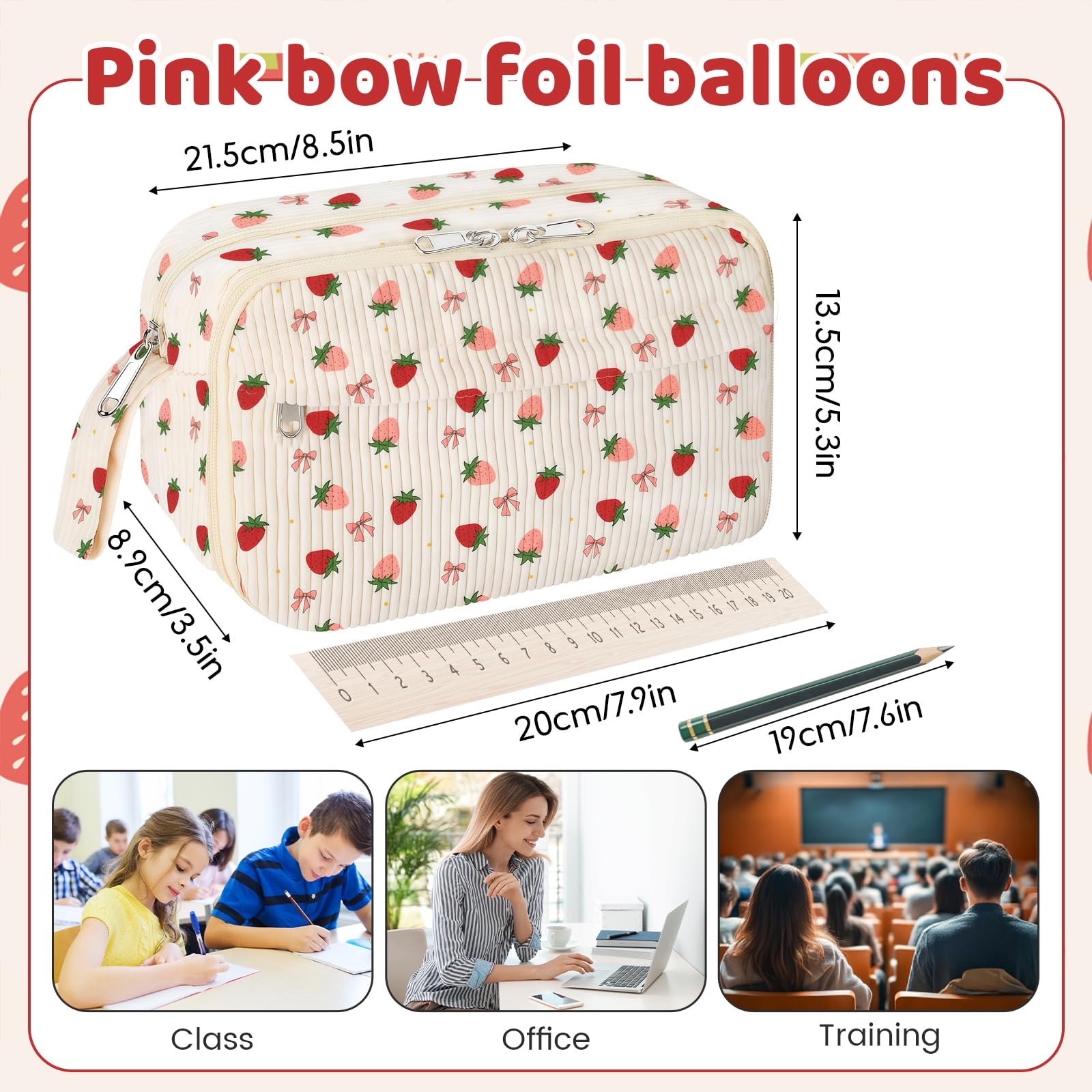 AstraGlam Cute Pencil Case for Girls,Large Corduroy Zippered Pencil Case Pouch, aesthetic Pencil Bag with Compartments, Soft Pencil Pouch School Supplies for Teen Girls Boys and Women - Image 2