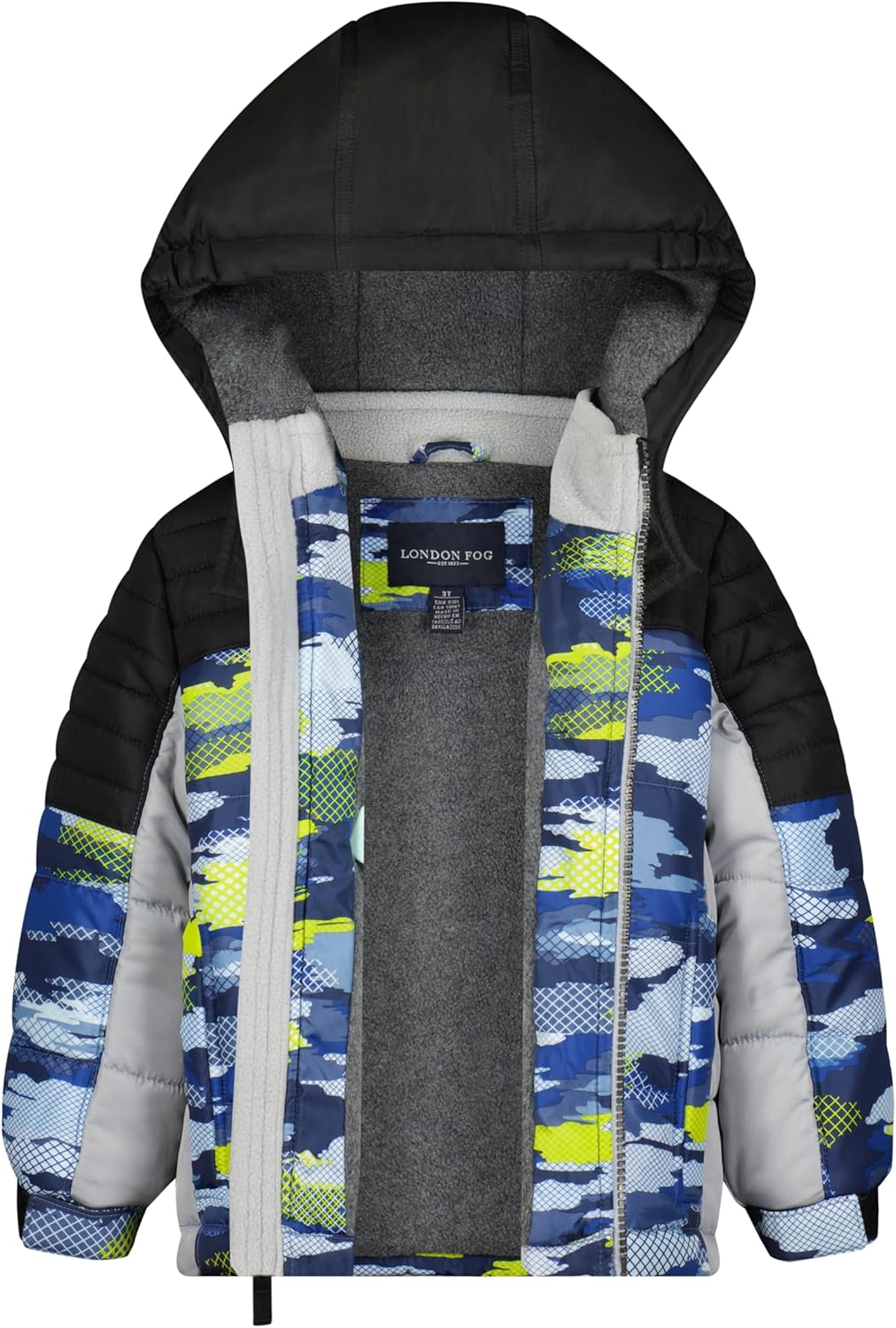 LONDON FOG Boys' Heavyweight Hooded Puffer Jacket with Polar Fleece Lining & Beanie