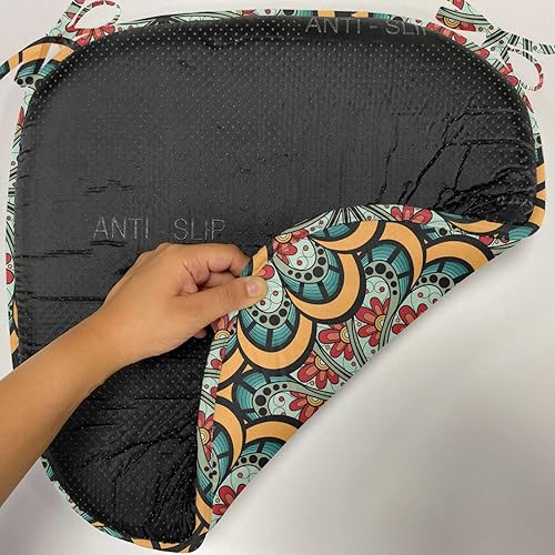 Miniatura 5 de Ambesonne Juego de 6 cojines de asiento para silla, diseño de flores onduladas florecientes como arte de inspiración marroquí, acolchado de asiento