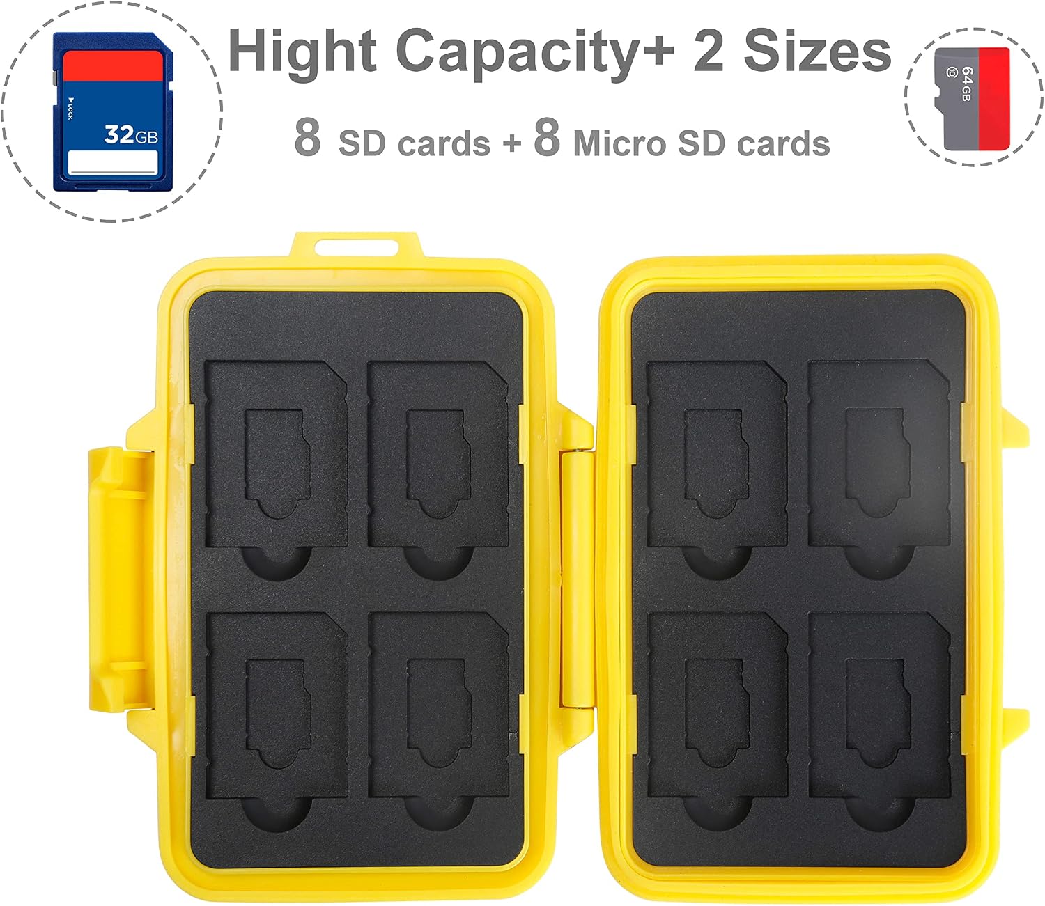 SD Card Holder Case Hunter, SKOLOO Weatherproof Micro SD Card Case Small Single Cute, SD Card Storage Container, Yellow