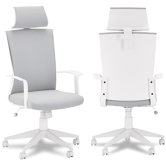 Buy Furnhouse White Executive High Back Grey Fabric Office Ergonomic