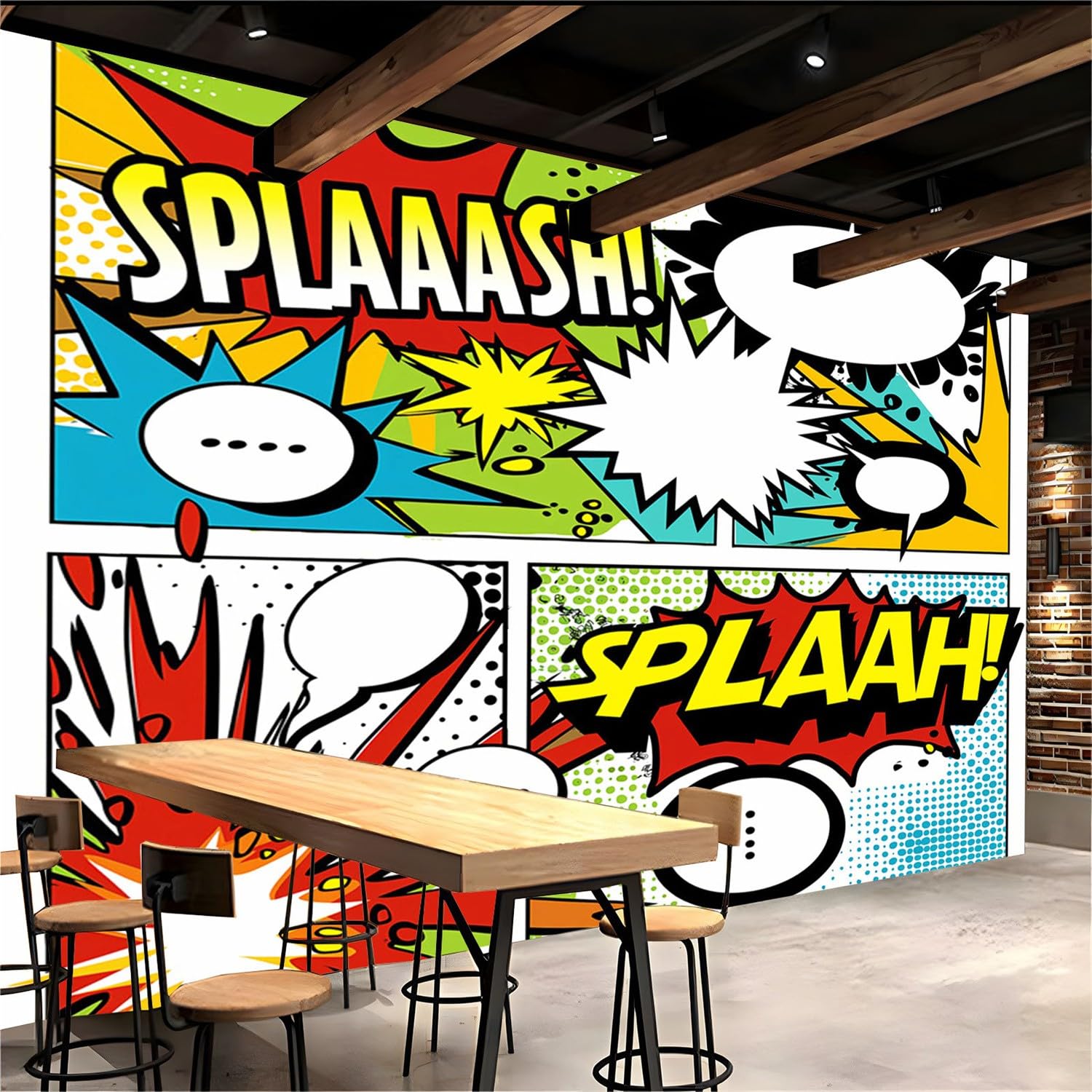 Tapeta murale szer. 118 x wys. 83 komiks pop art elementy 3D włóknina mural ścienny do sypialni salonu dekoracja ścian z kreskówek tło telewizora sofa naklejka ścienna (nie samoprzylepna)