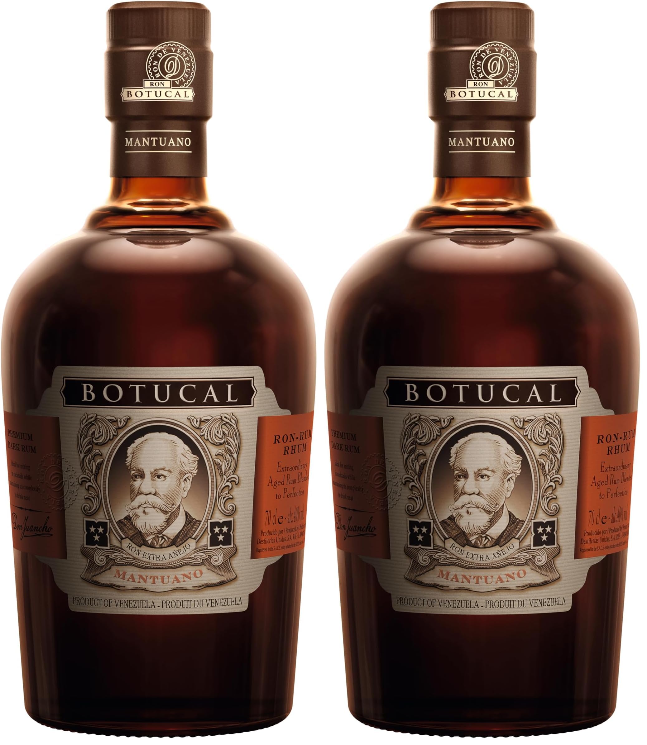 Botucal Mantuano - Premium Rum - Geschenkempfehlung - Komplexe Noten von Trockenfrüchten und feinen Gewürzen - 0.7L/40% Vol. (Packung mit 2)