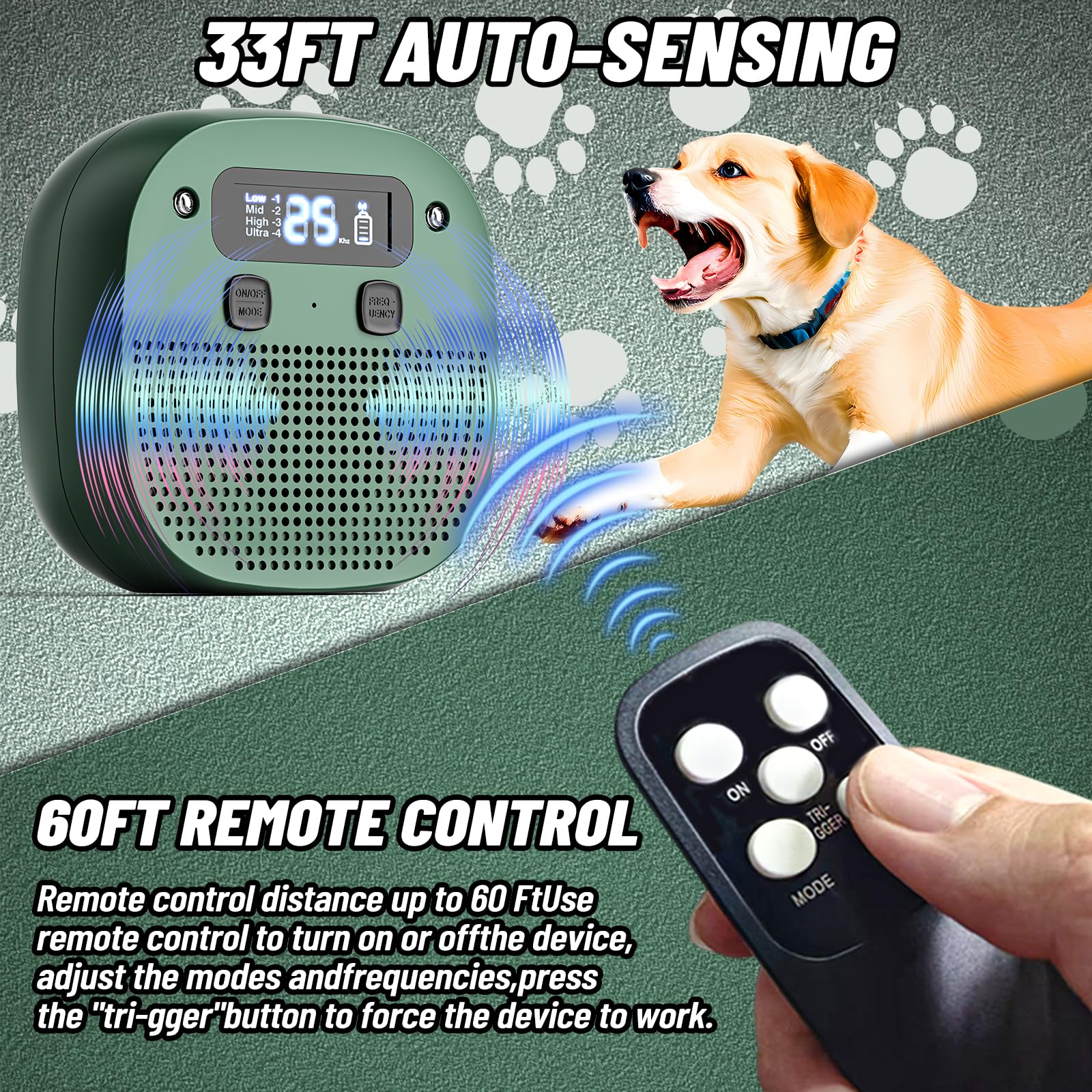 Dispositivos antiladridos, dispositivo antiladridos para perros de largo alcance de 50 pies, dispositivos de control de ladridos para entrenamiento de perros en exteriores, caja ultrasónica de