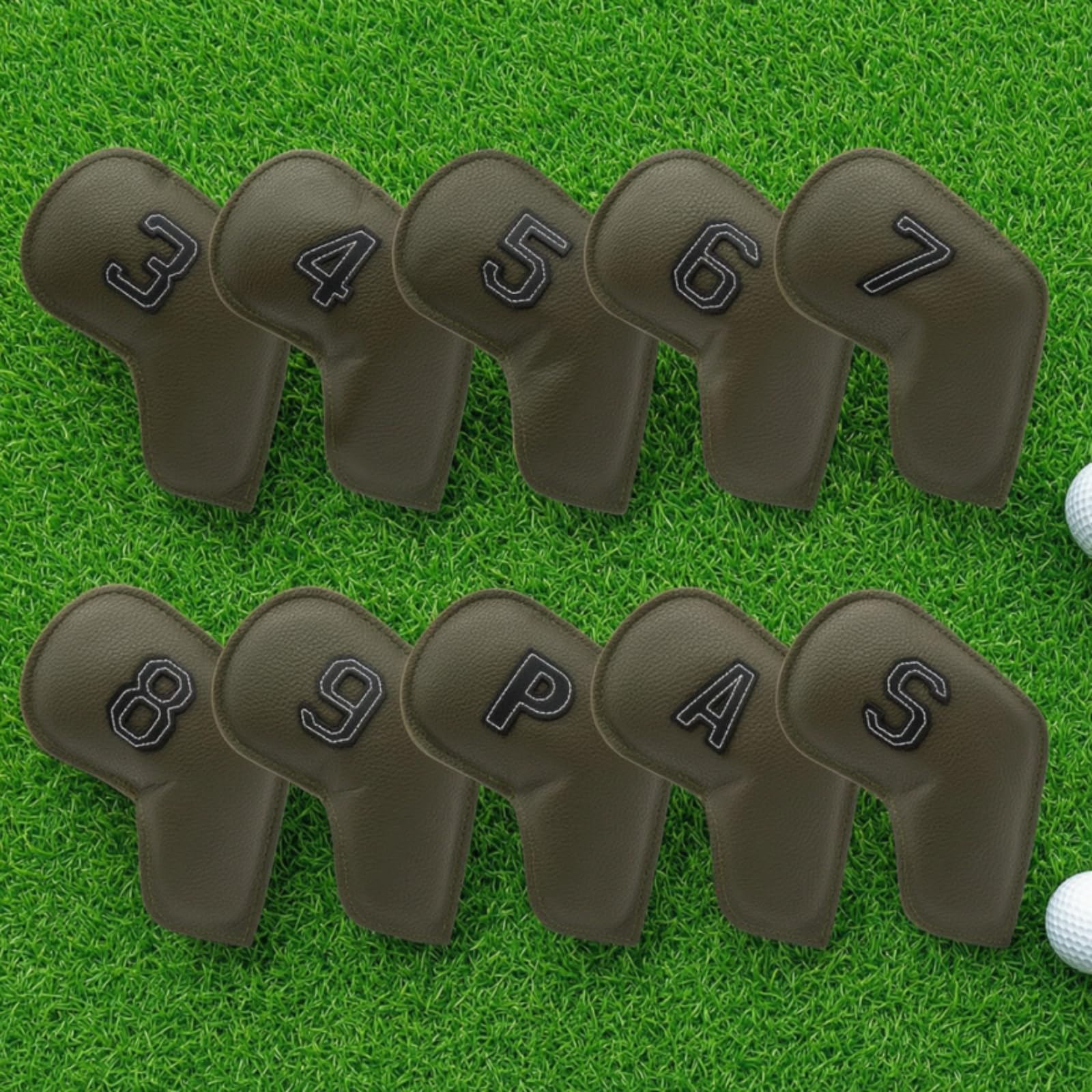Golf Schlägerhauben Eisenhauben Headcover Schlägerkopfhüllen aus PU Wasserfest Schmutzabweisend für Golfer Anfänger Fortgeschrittene, Schwarz