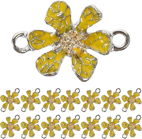 Accesorios para llavero, 30 piezas, colgante de flor esmaltada, dije de margarita, dijes florales con doble para pulseras, aretes, collares,
