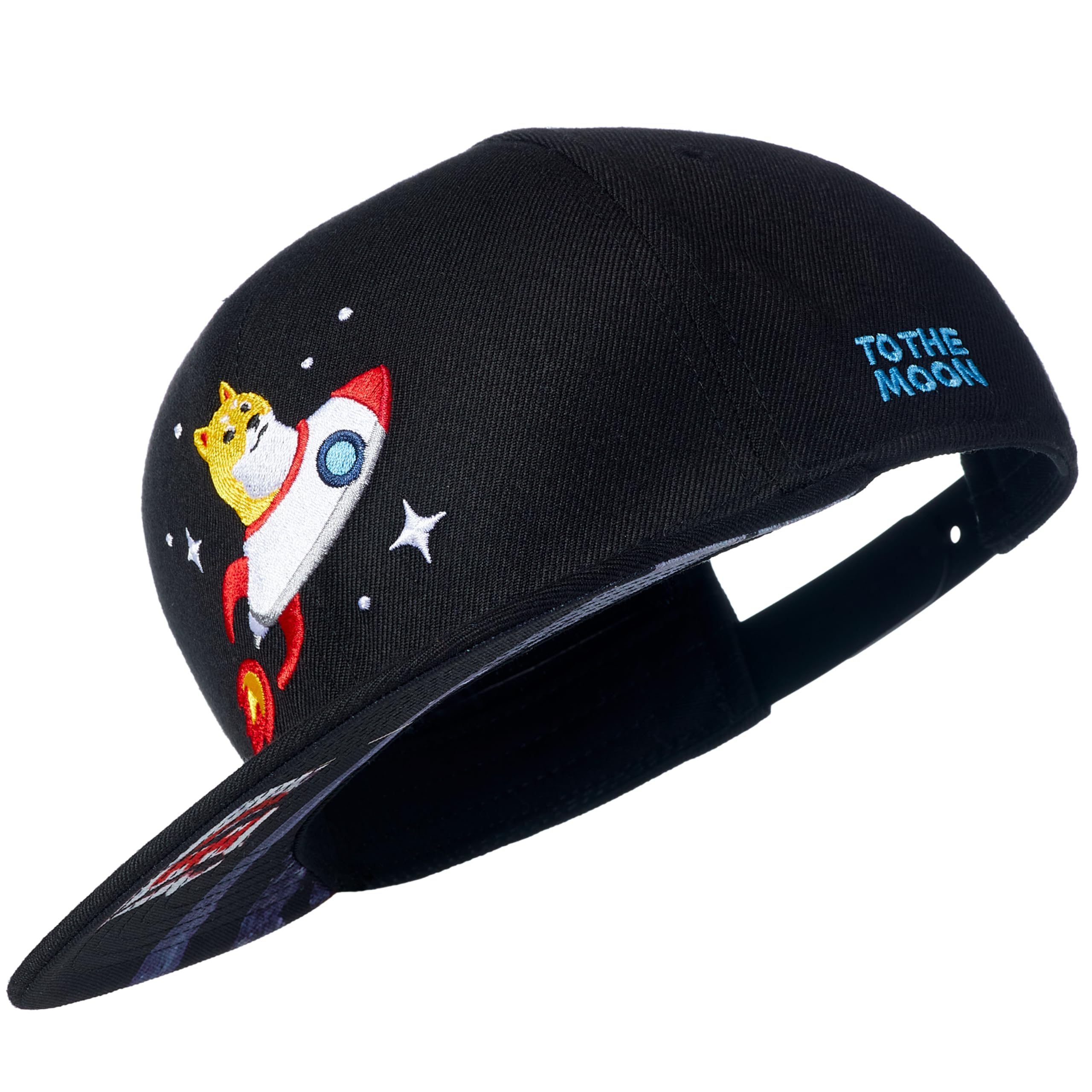 Cadency® Snapback Cap, Dogecoin, Crypto, Gorra Ajustable Estilo Snapback, para Hombre y Mujer, Negro, Talla única