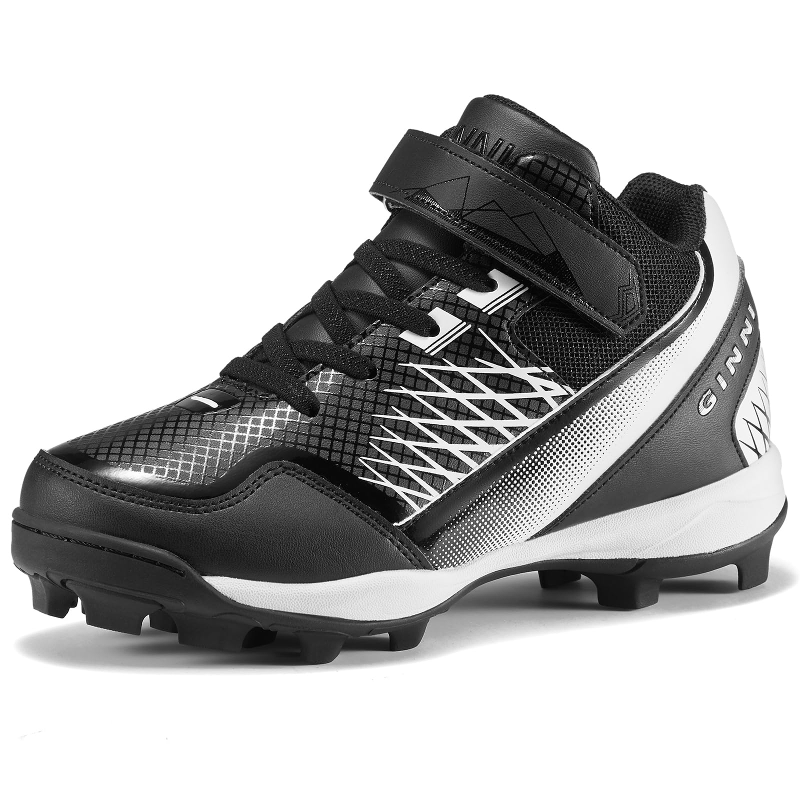 GINNI Boys Girls Baseball Softball Cleats, Kids Mid-Top Athletic Shoes