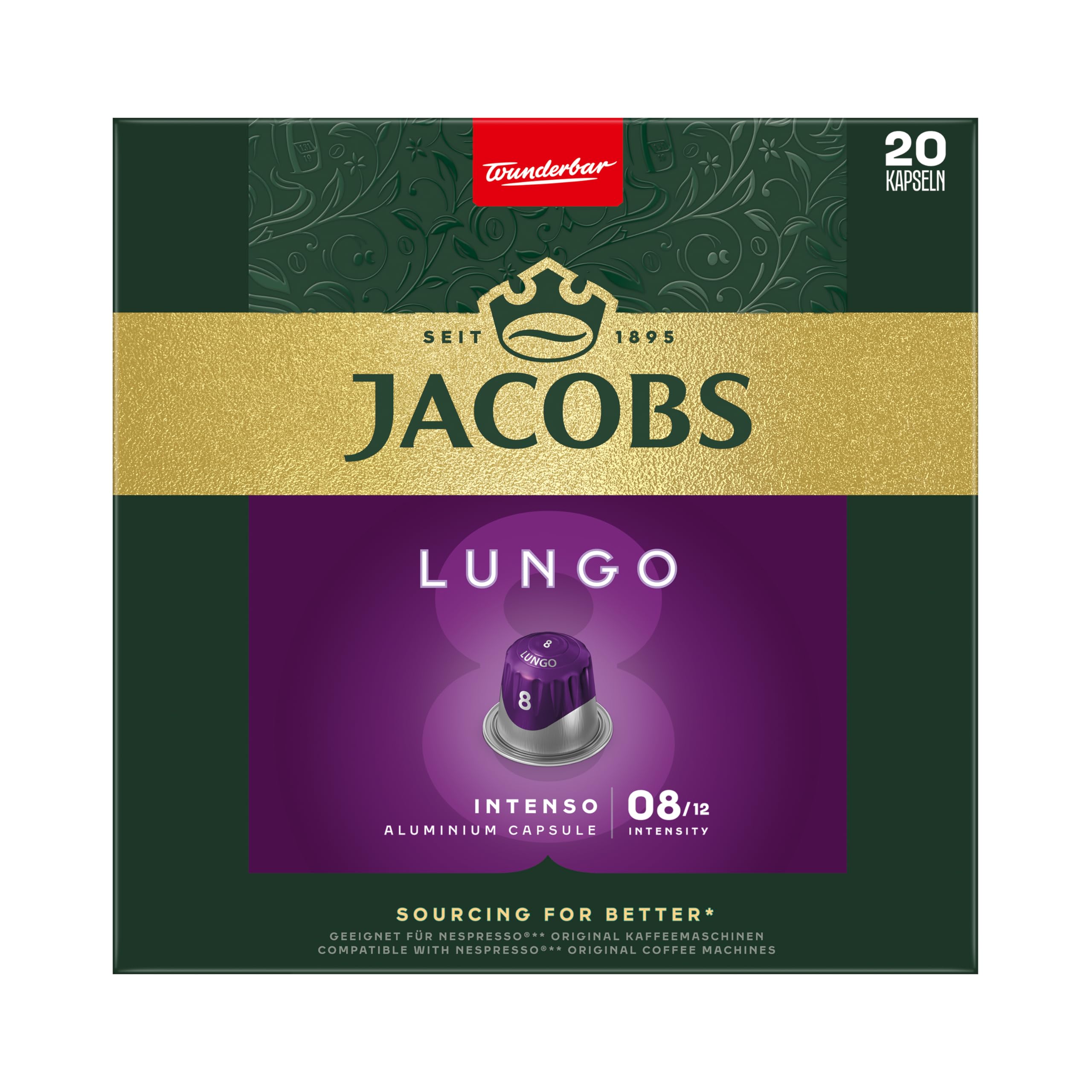 Jacobs Kaffeekapseln Vielfaltsbox, 8 Sorten, 6 x 20 + 2 x 18 Getränke, Nespresso* kompatible Kaffee Kapseln, 156 Kapseln