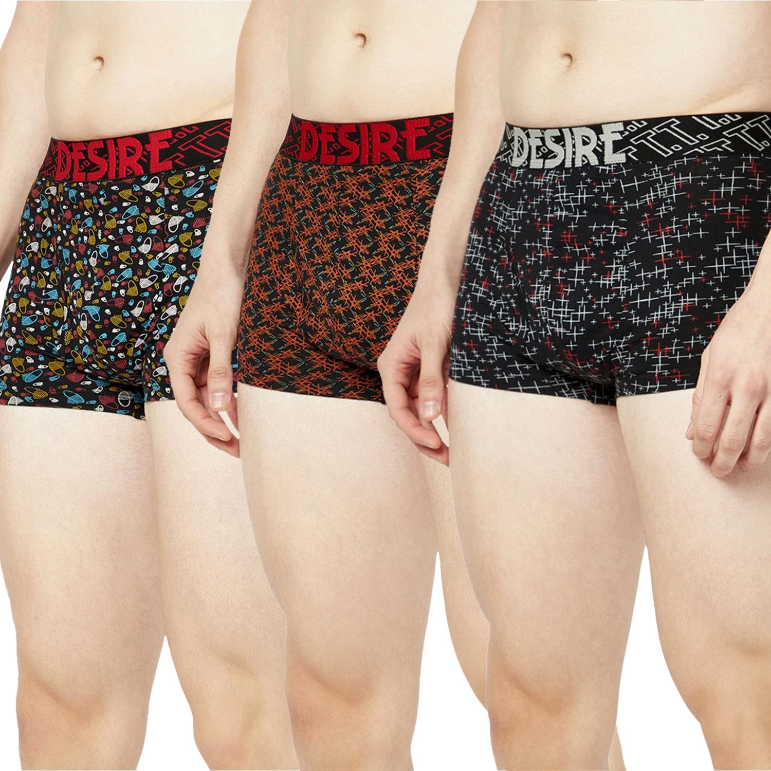 Mens Desire 100% Combed Cotton Printed Mini Top Elastic Trunk-image-16