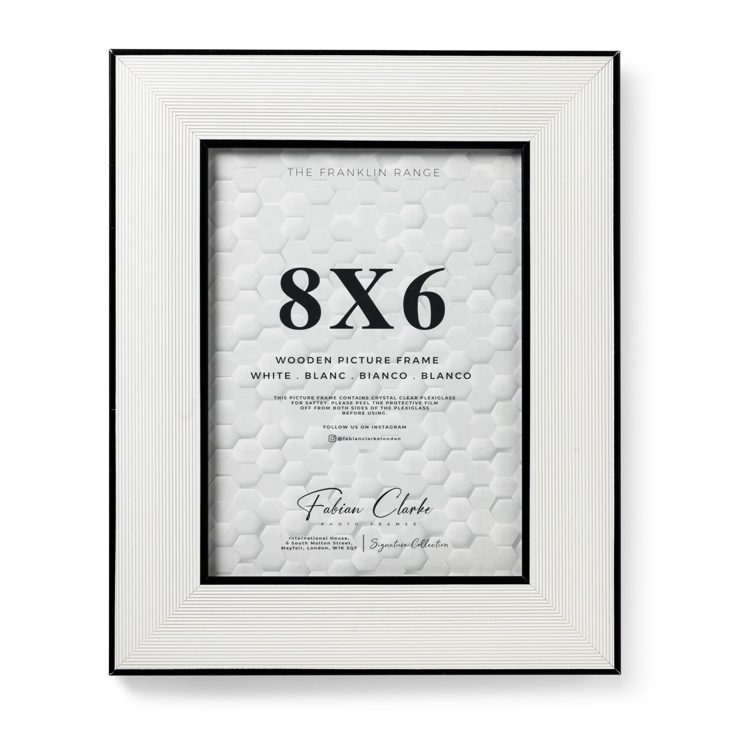 8x6 White Picture Frame with Black Edge Trim, Modern Contemporary Photo Frame for Home, Office or Gift