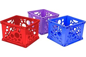 6-Pack Storex Premium File Crates with Cut-Out Handles for Classroom