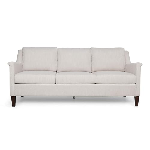 Dupont Contemporary 3 Seater Fabric Sofa, Beige and Espresso