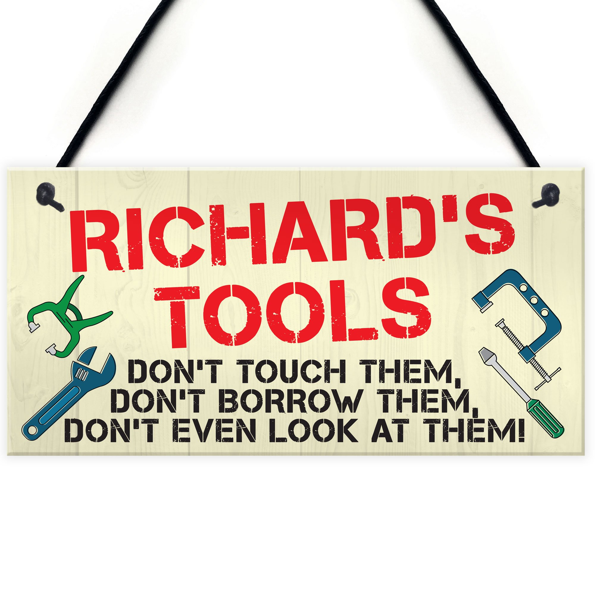 Red Ocean Personalised Tools Rules Man Cave Garage Shed Sign Hanging Plaque Garden Funny Gift