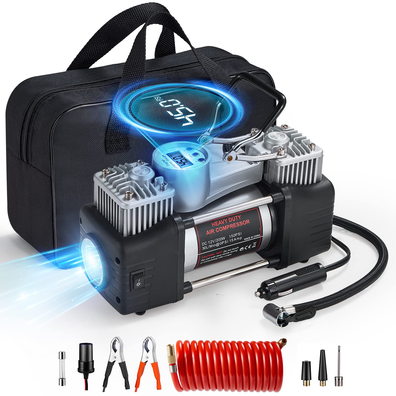 Buy OlarHike 12V Portable Air Compressor, 150PSI Dual Cylinder Metal