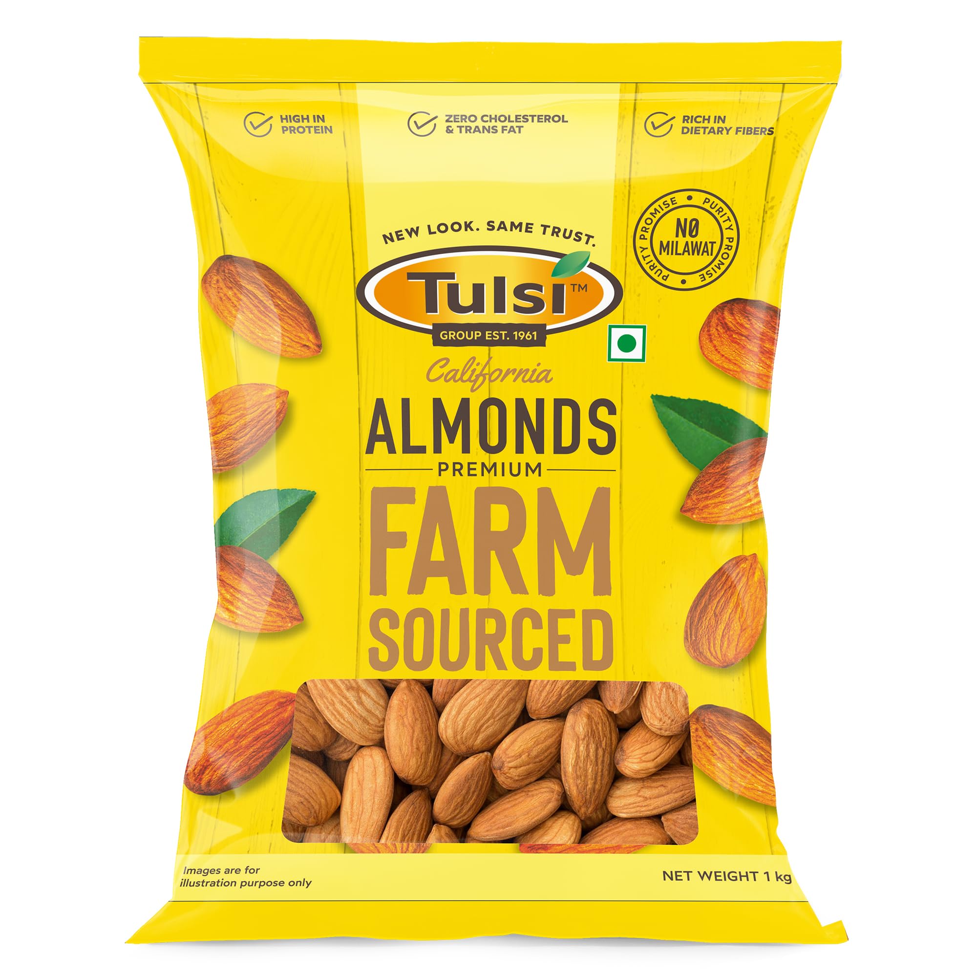 Tulsi California Almonds Premium 1Kg | Whole Almond | Rich in Vitamins & Minerals | Rich in Fiber | Good for Health | Loaded with Antioxidants | Nuts & Dry Fruits| Premium Badam Giri | Healthy Nuts