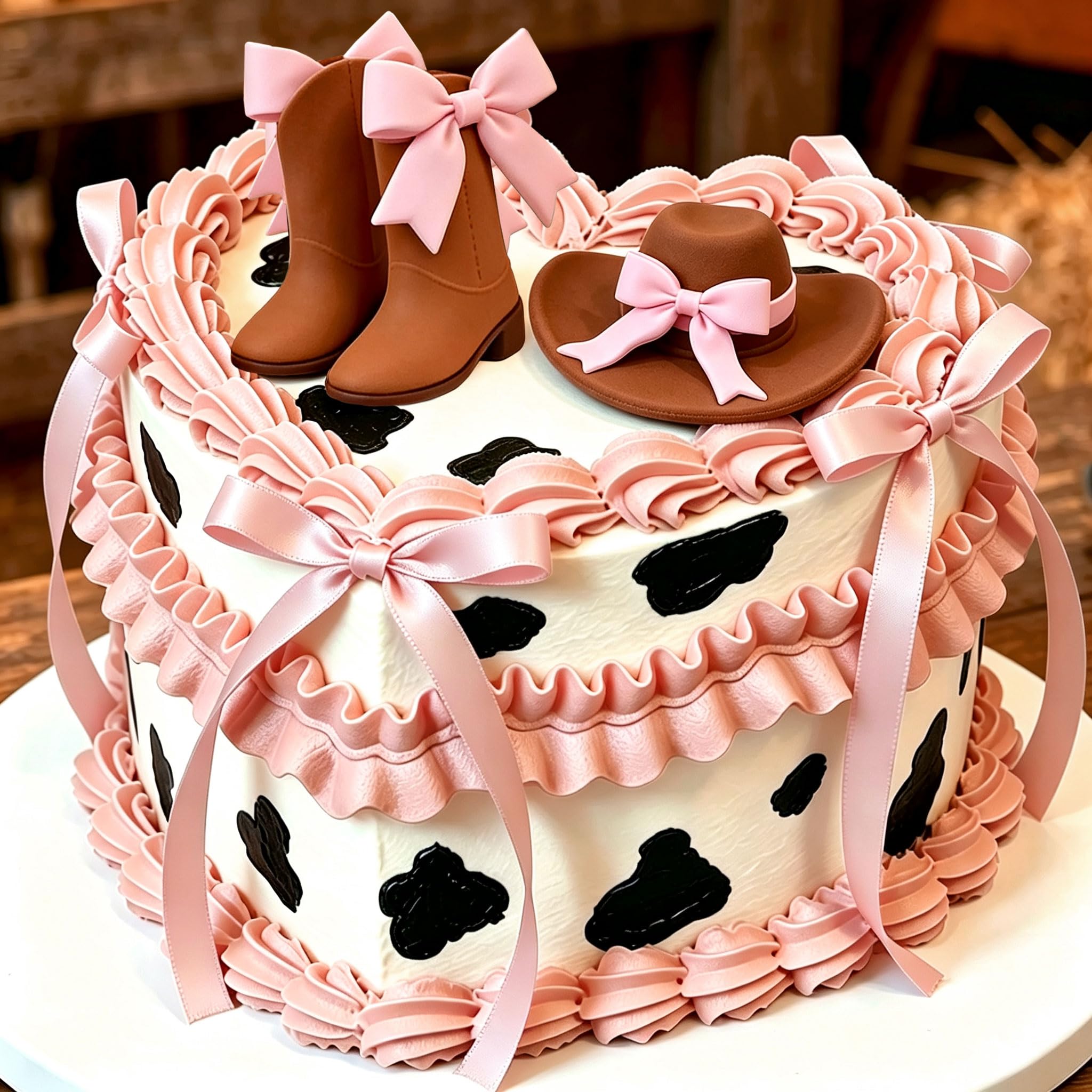 Luxury Cowgirl Boots Hat Cake Toppers Coquette Cowgirl Cake Decorations โ image 1