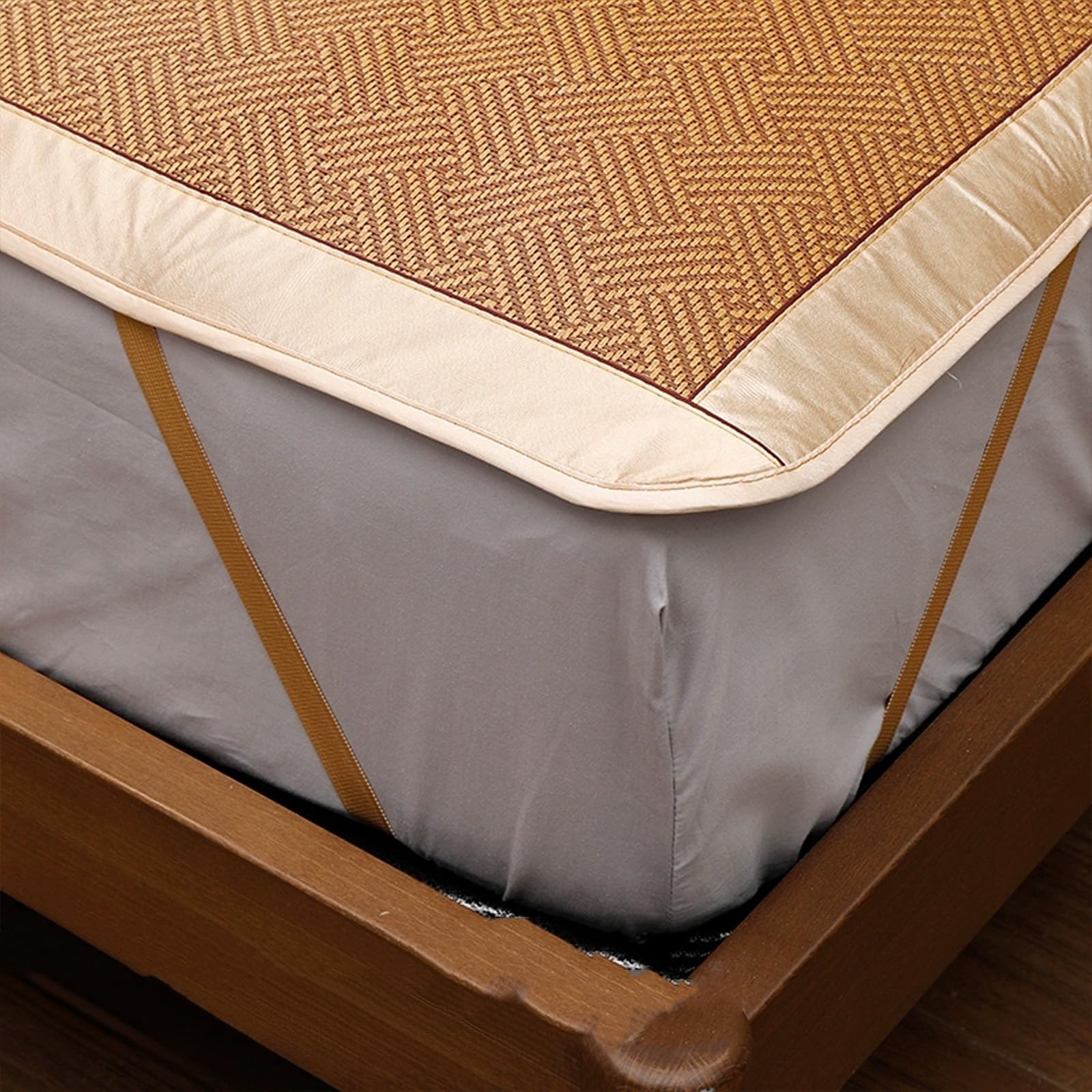 Lot de 2 ou 3 tapis de couchage d'été en bambou, matelas de sol en rotin pour chambre à coucher et salon, respectueux de l'environnement, portable, 150 x 195 cm, parfait pour temps chaud