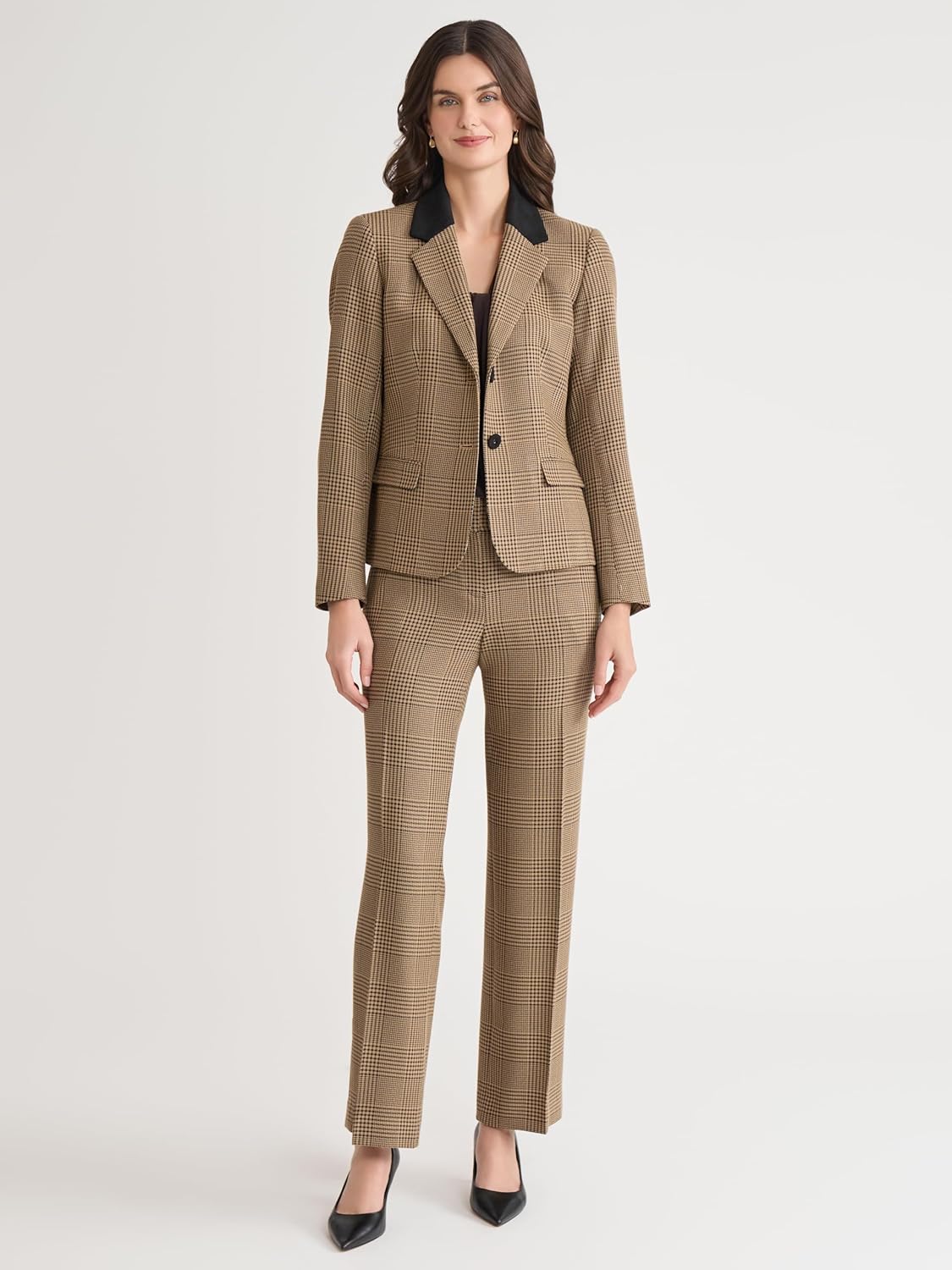 Kasper Women's Two-Button Plaid Faux Suede Blazer