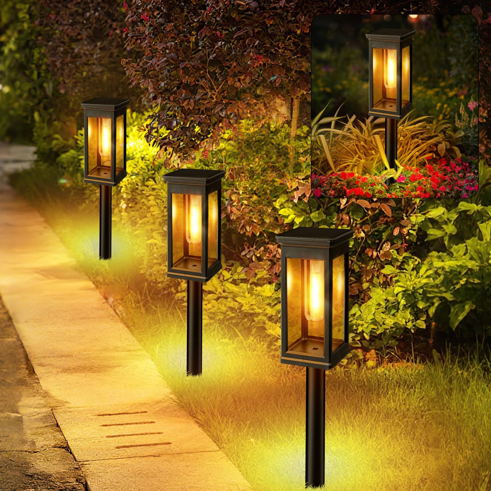 Hoofun Solarlampen Lampe Garten Wetterfest: 6 Stück Automatische LED Outdoor Außen Laterne, IP65, 800mAh Akku, Terrasse Solarlampe Beleuchtung für Garten Rasen Hof Terrasse Wege Garageneinfahrt