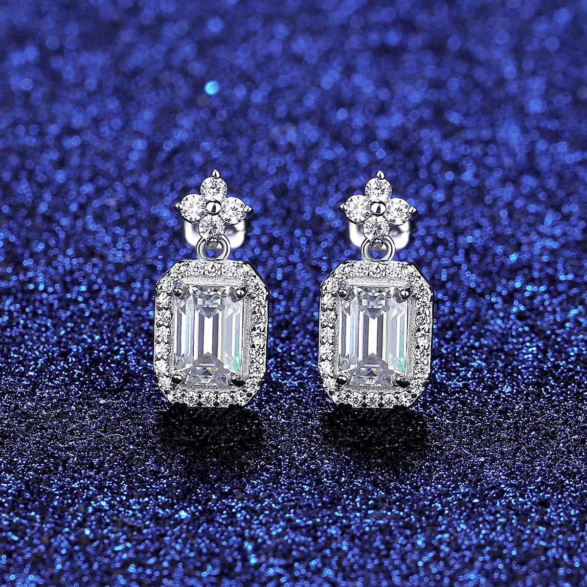 14K Gold 1.2ct Diamond Drop Earrings for Women, Emerald Cut VVS1 D-Color - Image 3