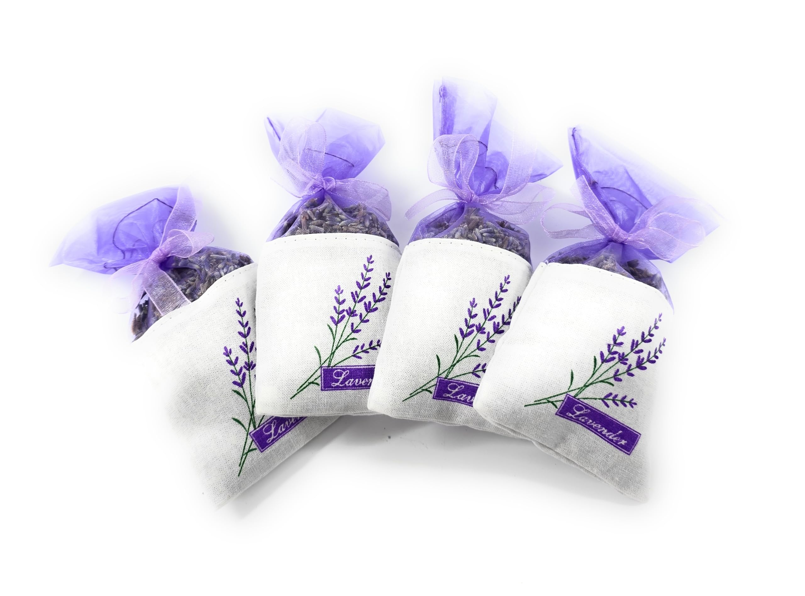 Lavender filled Organza & Linen Pouch/Bag (4, Light Purple)