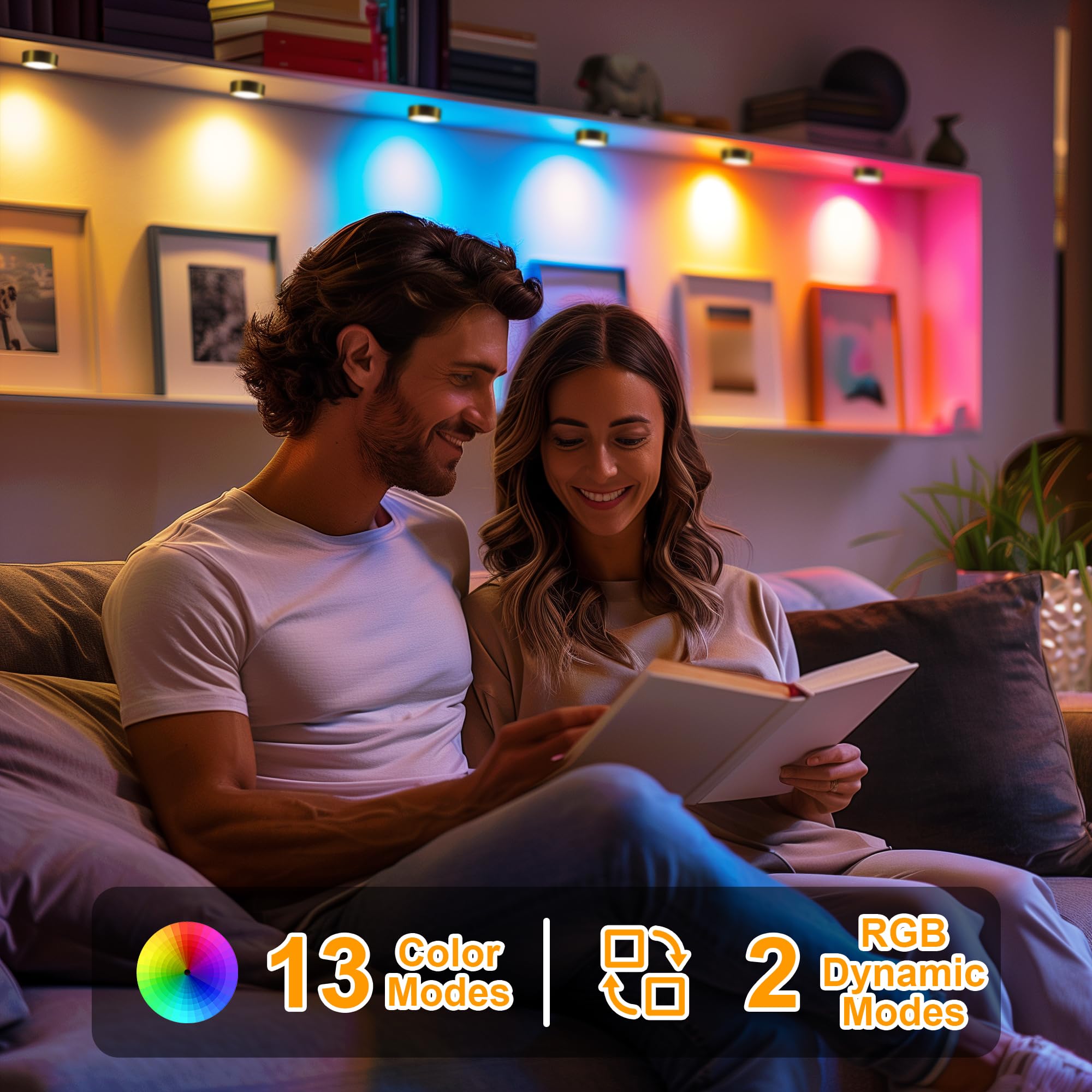 Luci Cornice Foto VIGMOJ Ricaricabili - 16 Colori RGB Con Telecomando, Confezione Da 3