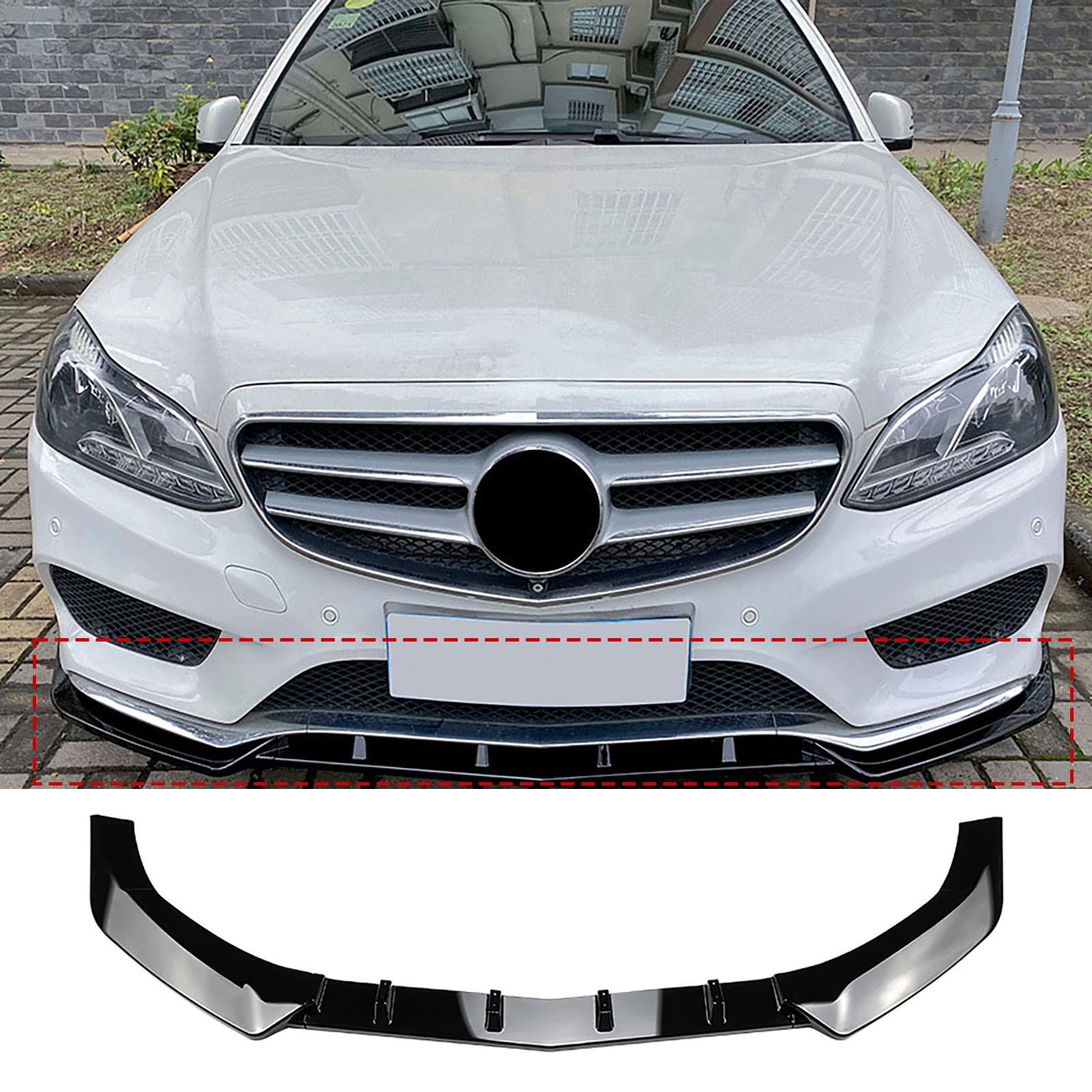 Kompatybilny z Mercedes-Benz E-Class W212 E260 E300 AMG Line 2013-2015, przedni spojler, Car Lower Body Kit Splitter Car Styling akcesoria zewnętrzne, błyszczący czarny