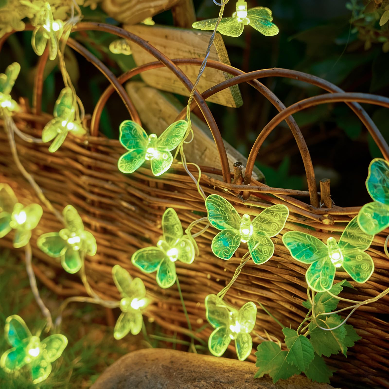 DiiWmme Butterfly String Lights, 10 LED Battery Operated Fairy Lights for Bedroom, 2M Butterfly Lights for Indoor Outdoor Wedding, Party, Garden, Birthday Decorations (Green)