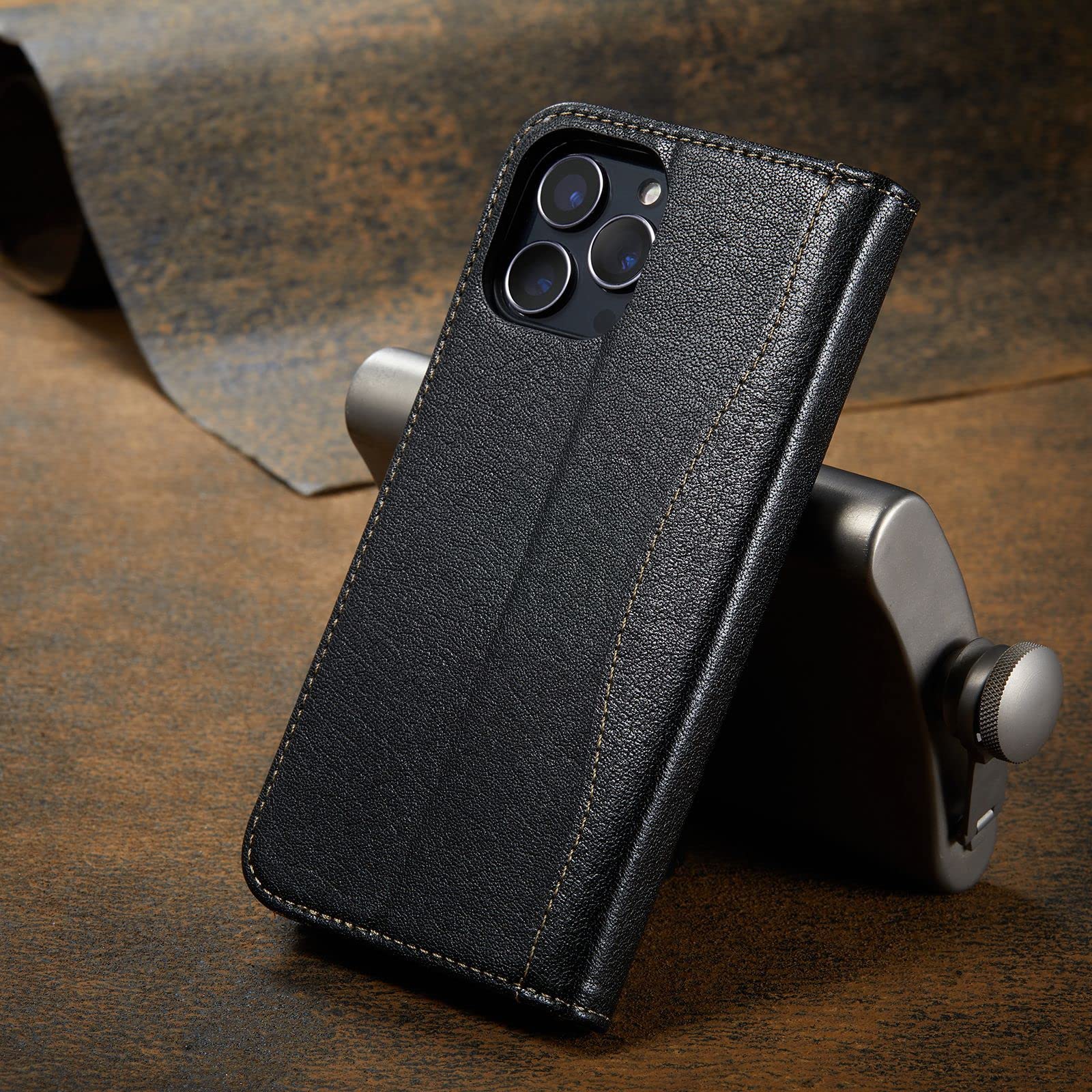 Custodia Portafoglio Per IPhone 14 Pro In Pelle PU Premium Con Slot Porta Carte E Supporto Integrato – Nero, Copertura Totale Anti-Graffio - 3