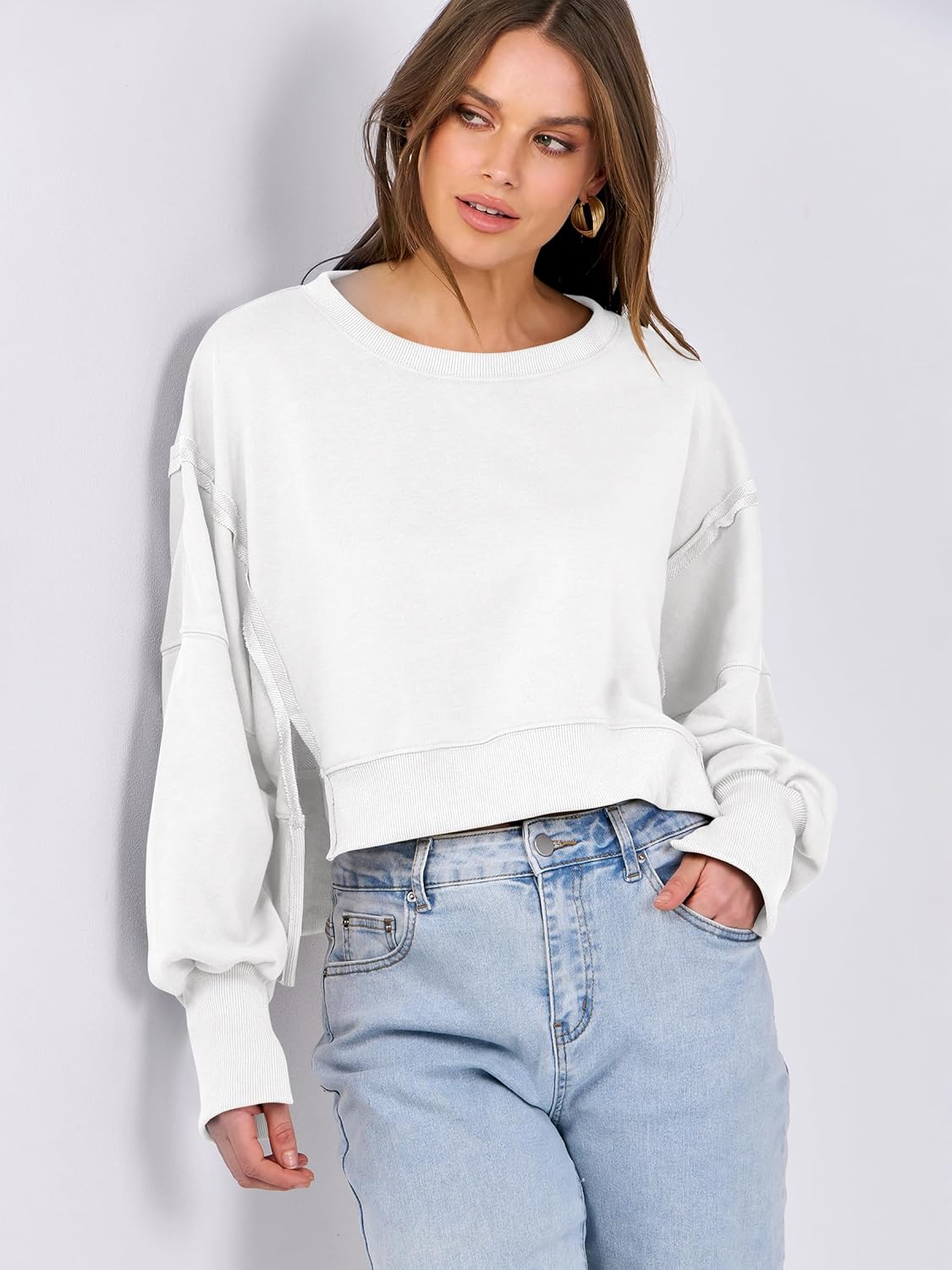 ANRABESS Womens Cropped Sweatshirts Oversized Crewneck Long Sleeve Tops 2026 Spring Winter Loose Pullover Teen Girls Clothes - Image 6