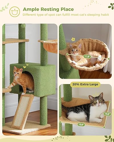 Miniatura 2 de PEQULTI Árbol alto para gatos, torre de árbol para gatos ajustable de piso a techo 90.5 pulgadas  100.4 pulgadas  230  99.2 in con condominio para