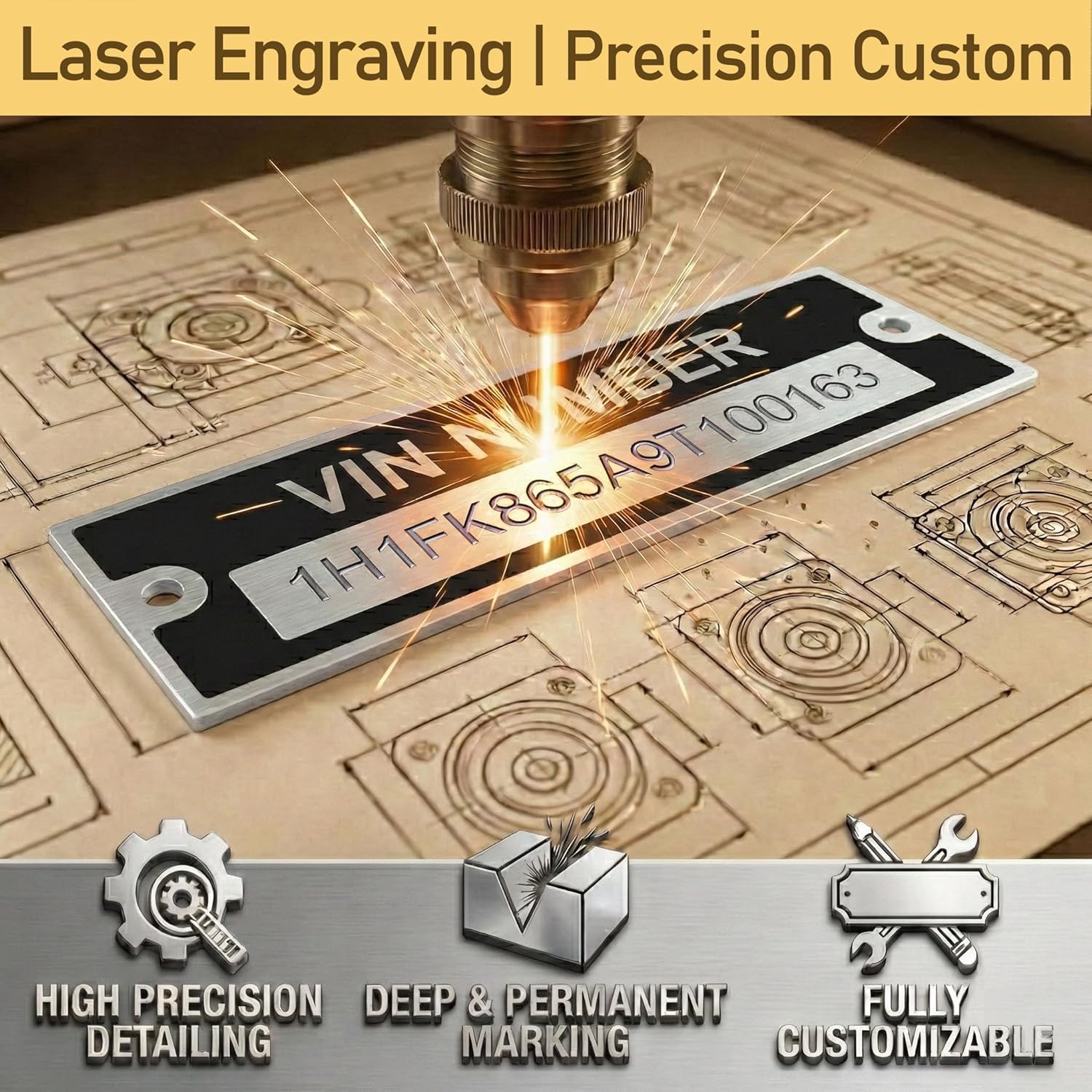 3-6 Days Fastest Delivery – Vin Number Plates for Trailers, Custom VIN Plate Replacement, Trailer ID Plate, Vin Tags, Serial Number Plate, Vehicle Identification Info Plate for Car Boat Truck Bus Dump