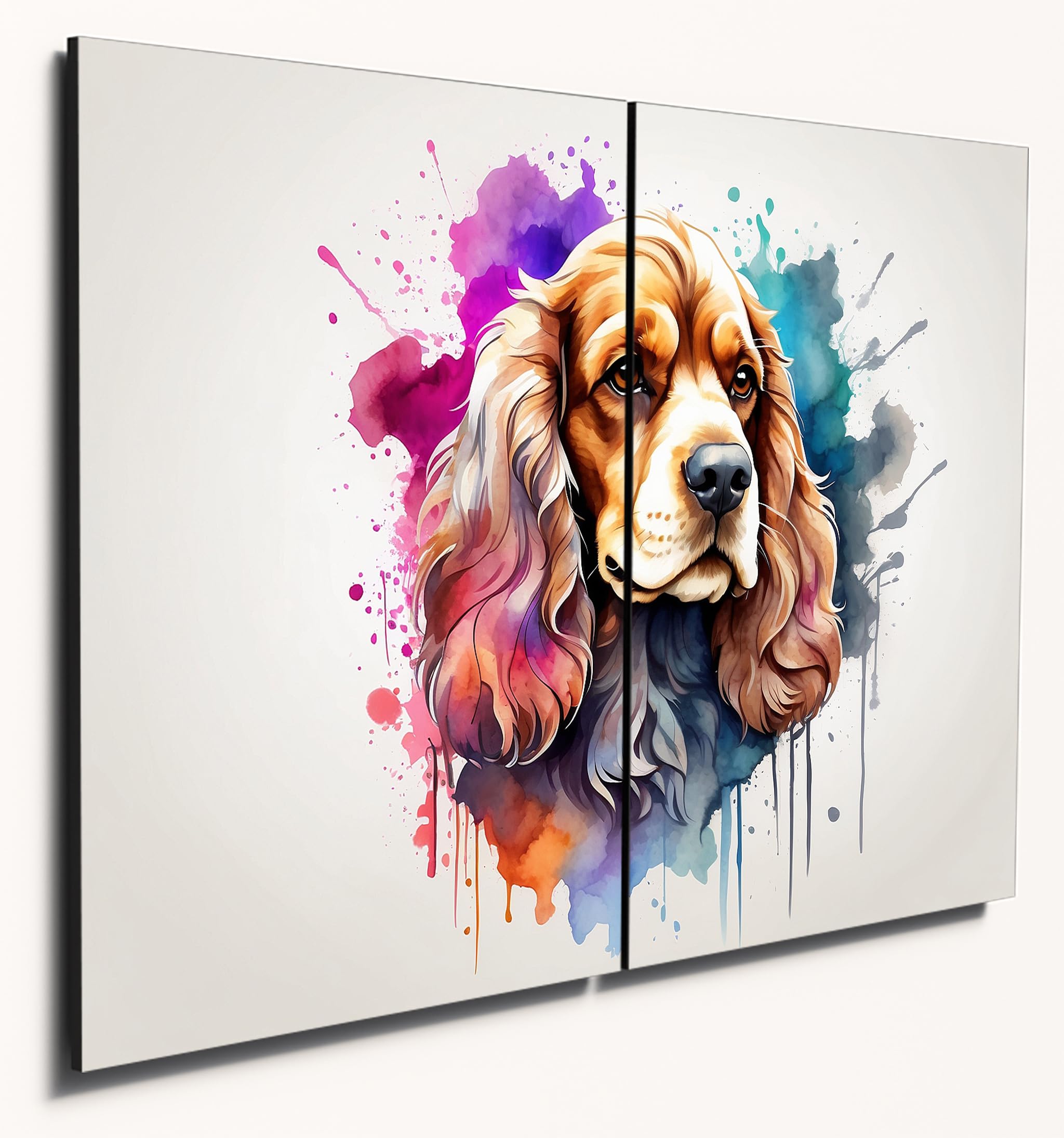 The Plum Penguin Cocker Spaniel #1 Cocker Spaniel Watercolour Style Wooden Wall Art, Dual A4 Mdf Panels