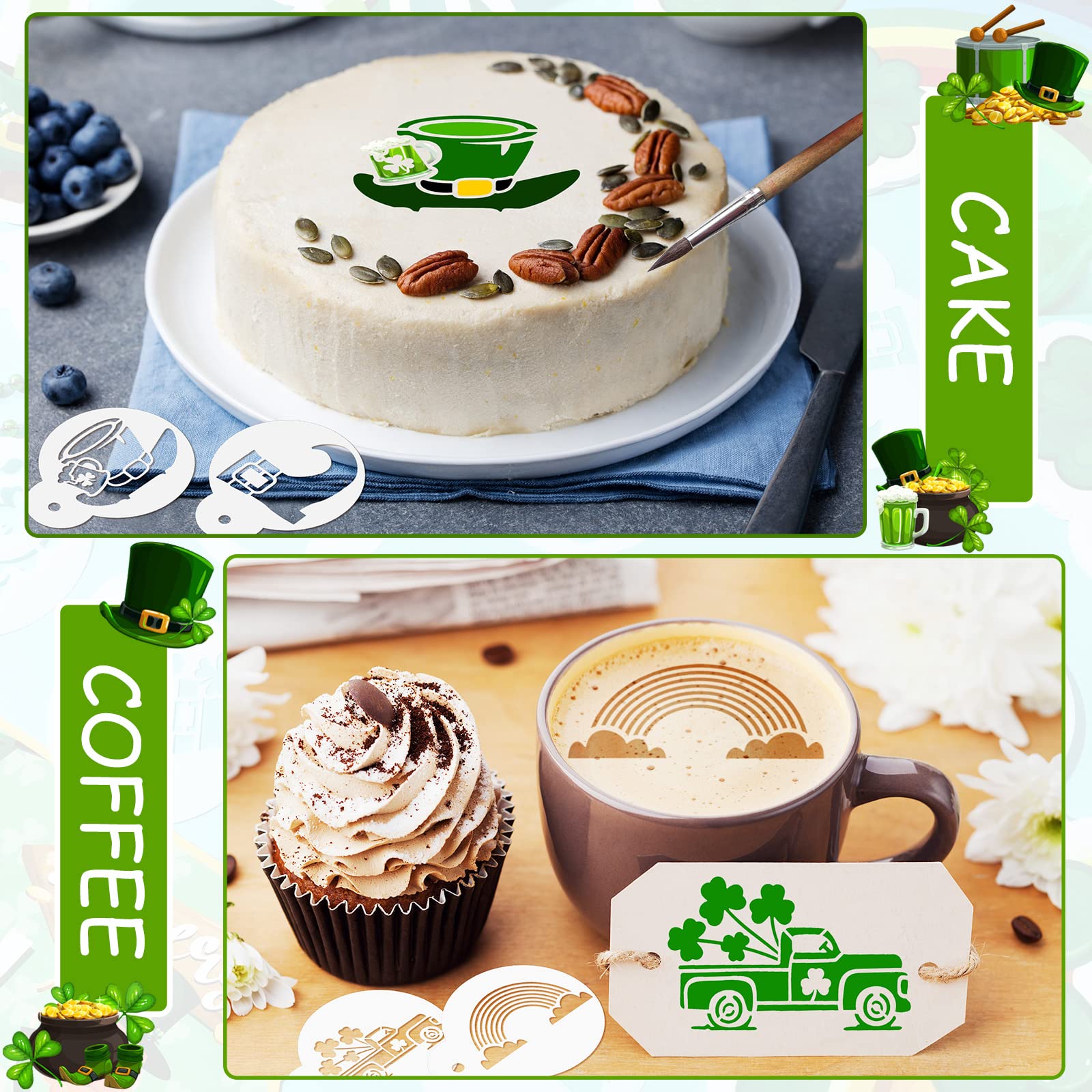 30 Pieces St. Patrick's Day Cookies Stencils Shamrock Cookie Screen Print St. Patrick's Day Baking Holiday Stencils DIY Crafts St. Patrick's Day Shamrock Cookie Stencil Templates Decoration - Image 5