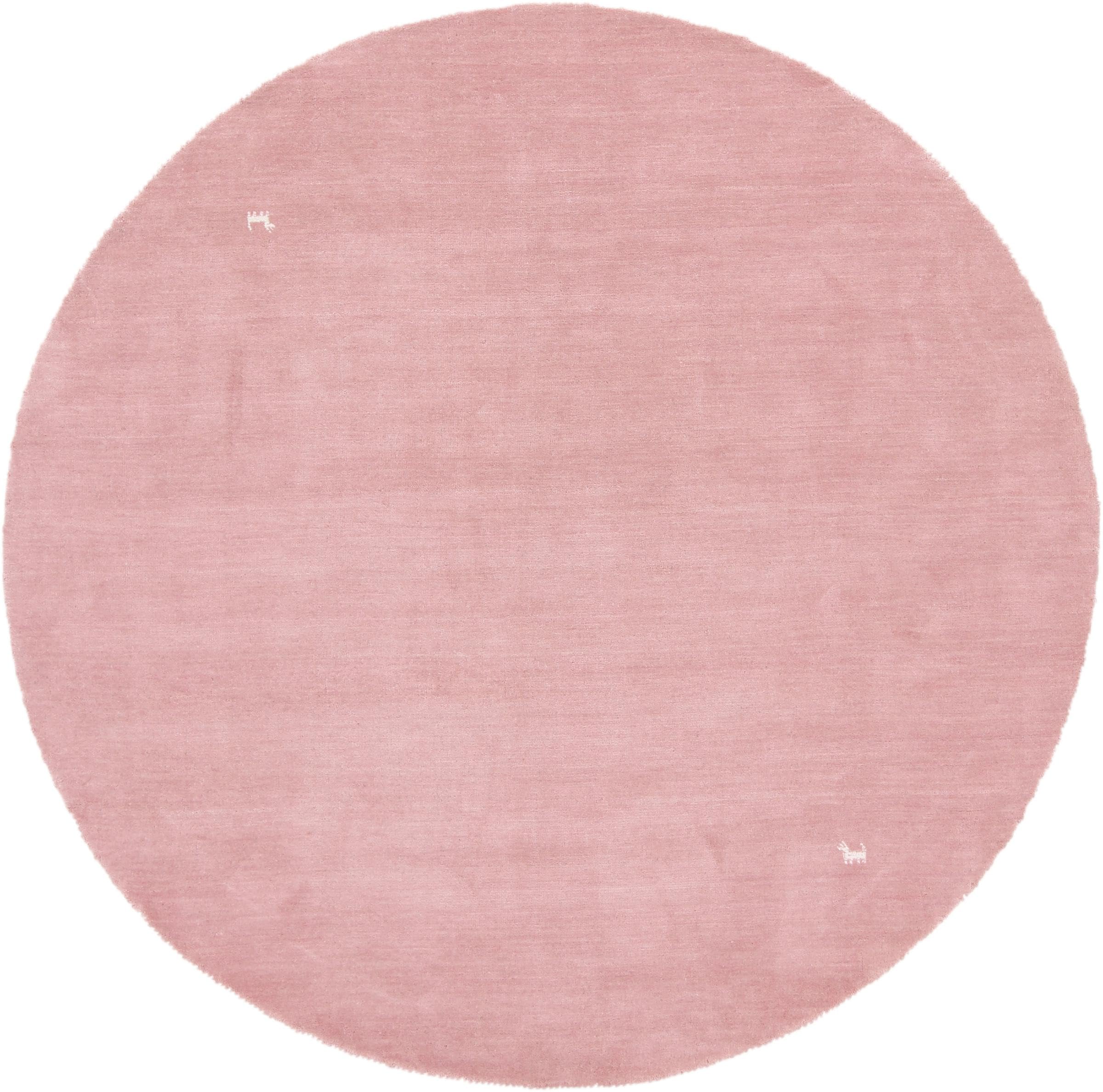 Tapis laine Gabbeh Old Rose, une forme ronde moderne de 146x148 cm