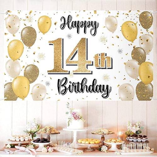 Vista 45 de Decoraciones de feliz cumpleaños 44, globo dorado número 44, cartel grande de cumpleaños, suministros para fiesta de cumpleaños de 44 años.