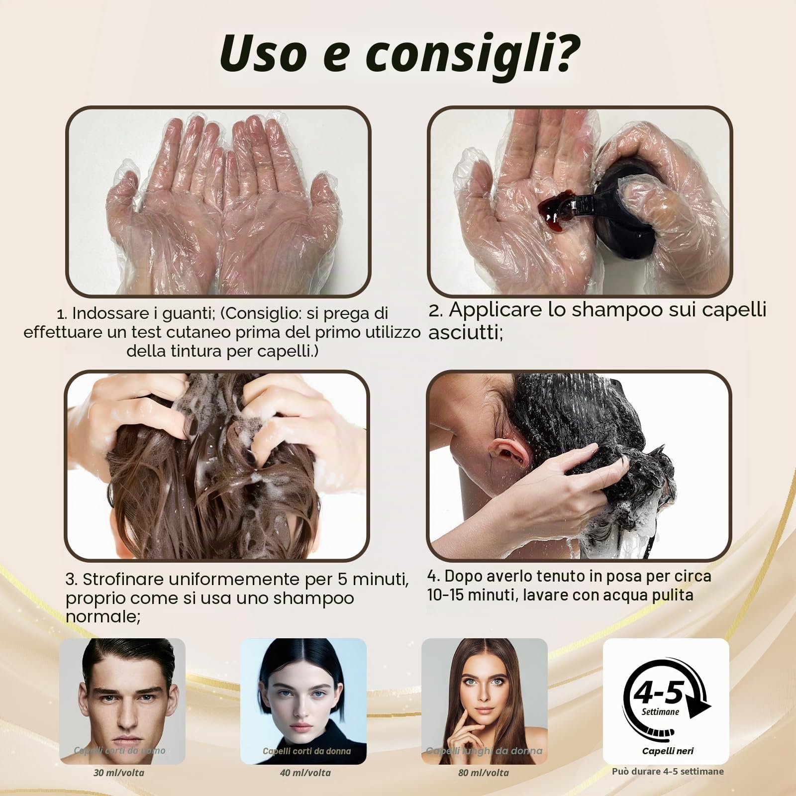 Shampoo Colorante, 500ml Hair Dye Shampoo 3 in 1 & 50ml Shampoos & 50ml Balsamo, Colorante Tinta Capelli Istantaneo, Naturale Hair Color per Donna Uomo (Nero, 600ML)