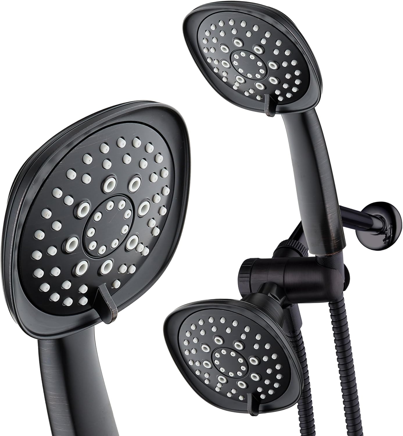 AquaDance Luxury Square 48-setting High-Pressure Dual Head/Handheld Shower Spa Combo. Extra-Long 72" Stainless Steel Hose, 3-way Flow Diverter, Oil-Rubbed Bronze Finish