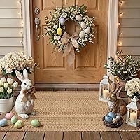 Vista 18 de Tapete para puerta de entrada interior, 2 x 3 pies, lavable a máquina, bohemio, antideslizante, diseño vintage, apto para mascotas, fibra sintética