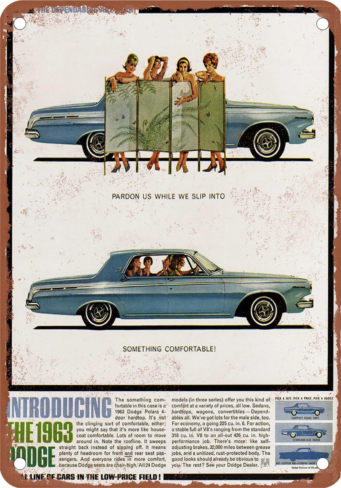 METAL SIGN - 1963 Dodge Vintage Ad 06 - Old Retro Rusty Look home decor