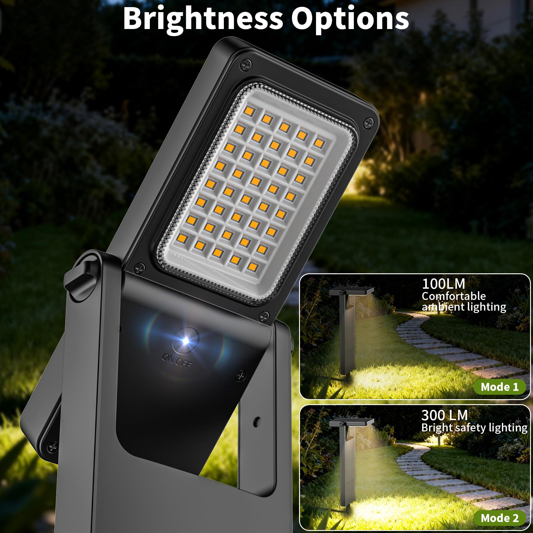 Lamparas Solares Exterior Jardin, Luces Solares Led Exterior Jardin Suelo 300LM/100LM, Baliza Solar Exterior 2500K-3500K Luz Blanca CáLida, IP65, Aptas Para Caminos Patios y CéSped (4 Piezas)