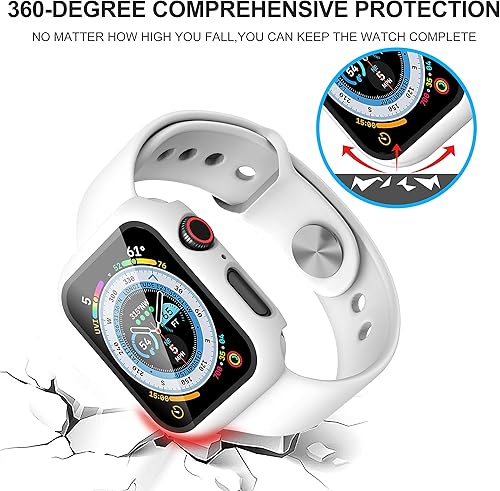 Miniatura 4 de Paquete de 2 para Apple Watch Series 87654Series SESE 2 44mm Funda Protectora de Pantalla Completa, Funda Protectora de Pantalla de Vidrio Templado