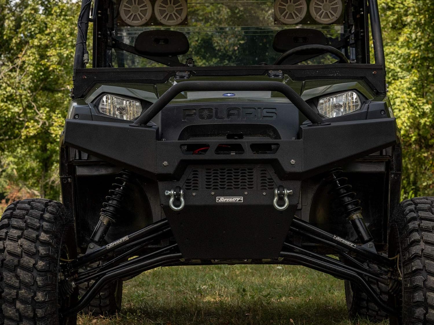 Uр Tо 40% оƒƒ SuperATV Winch Ready Front Bumper for Polaris Ranger XP 570/ 700/ 800/ 900/ 900 Diesel/ 1000 Diesel/ Crew (See Fitment) -  Pre-fit for any SuperATV Black Ops Winches - Made of Thick Steel Plating