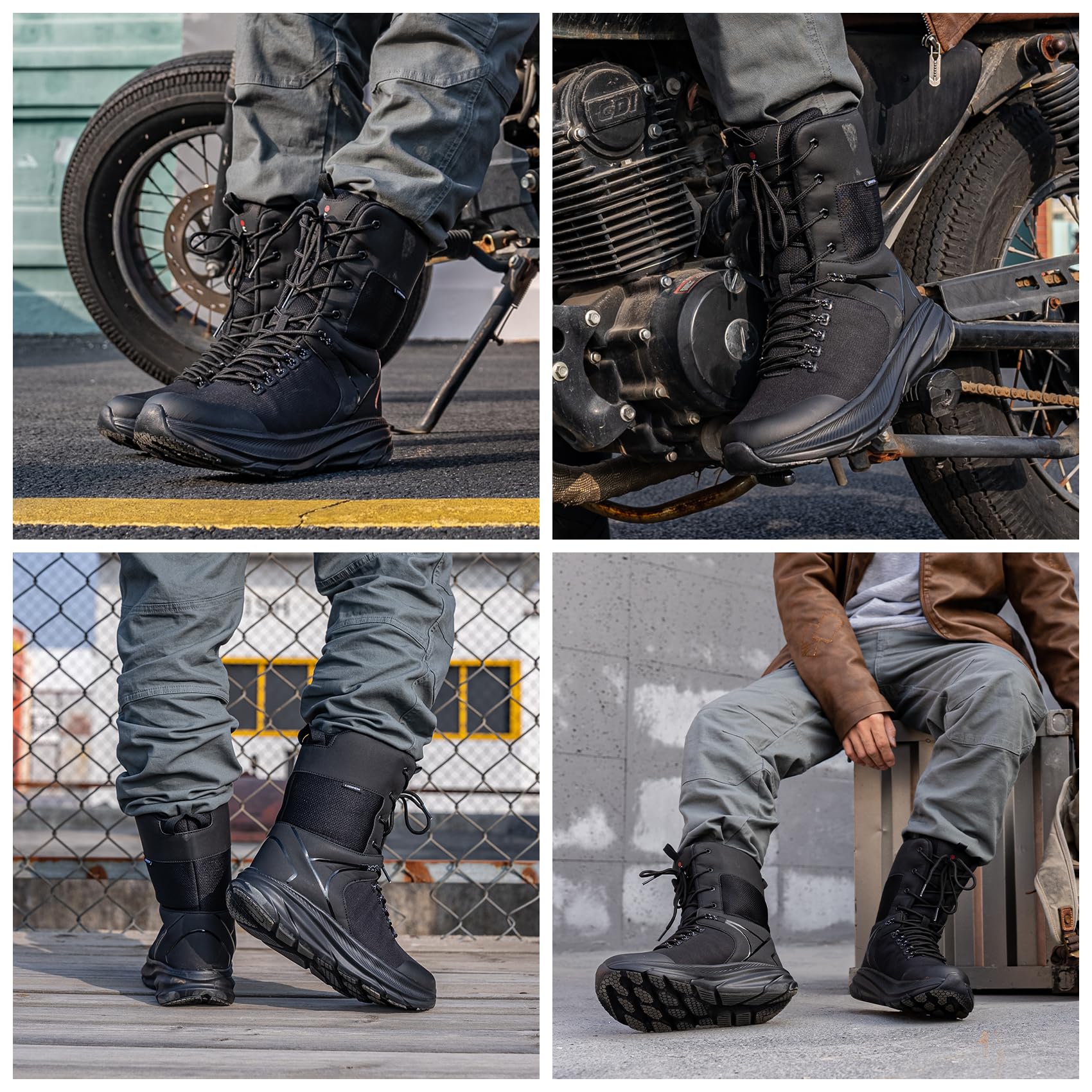 LARNMERN Botas de Trabajo Tácticas para Hombre Botas de Combate con Cordones para Hombre Botas de Locomotora (6-8 pulgadas)