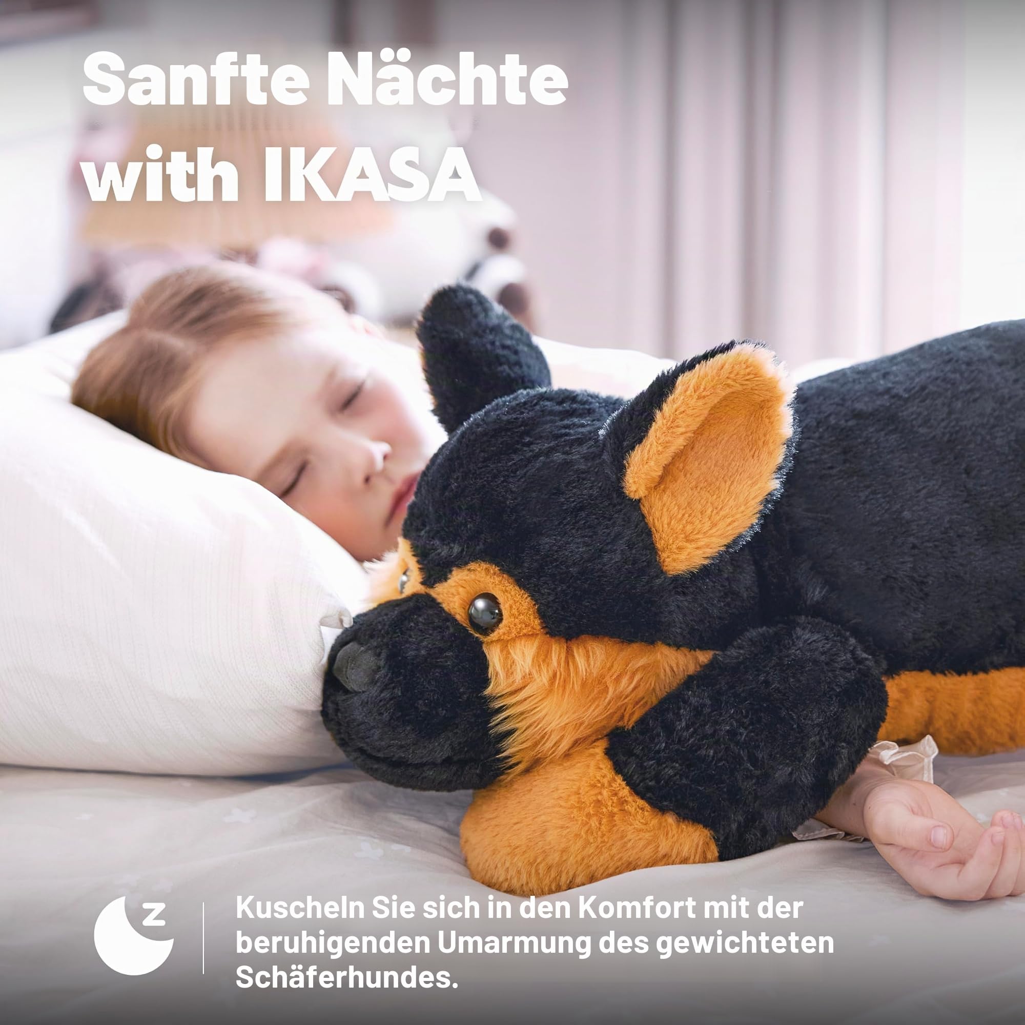 IKASA 2.27kg Gewichtetes Kuscheltier Deutscher Schäferhund,67cm Gewichtskuscheltiere Stofftier Plüschtier für Erwachsene