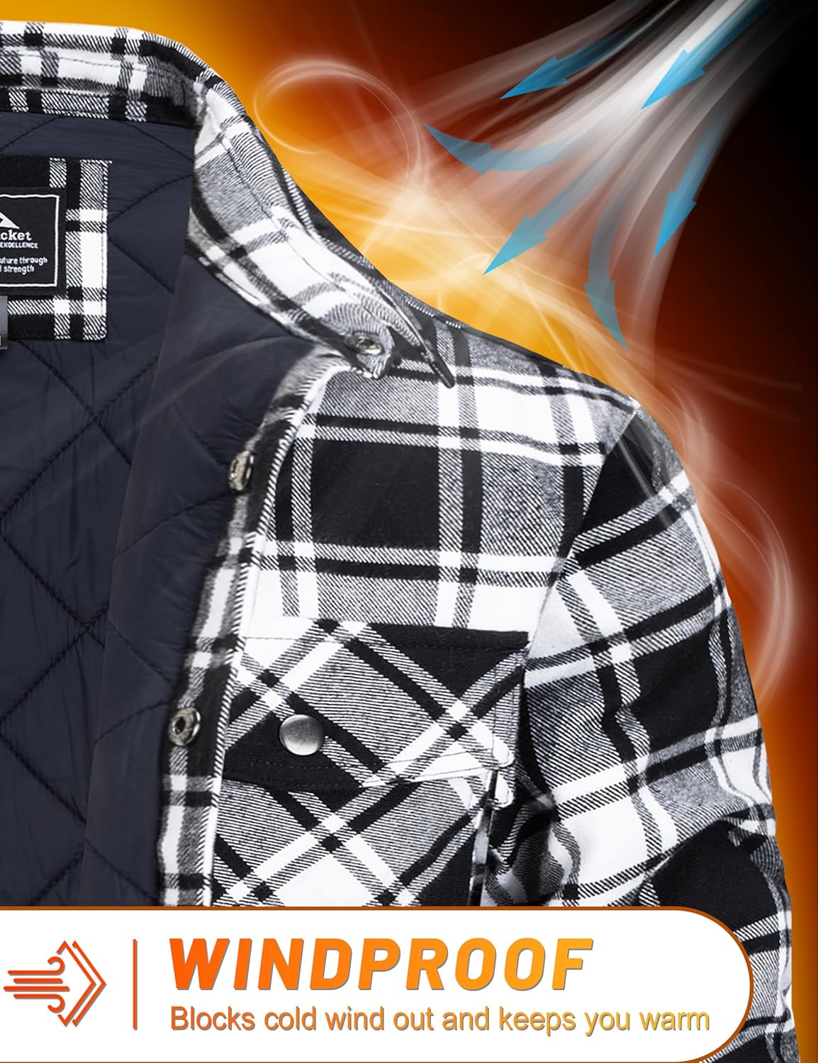 CRYSULLY Men's Flannel Shirt Jacket Cotton Quilted Lined Button Down Plaid Shirt Jacket Winter Warm Heavyweight Shackets - Image 4