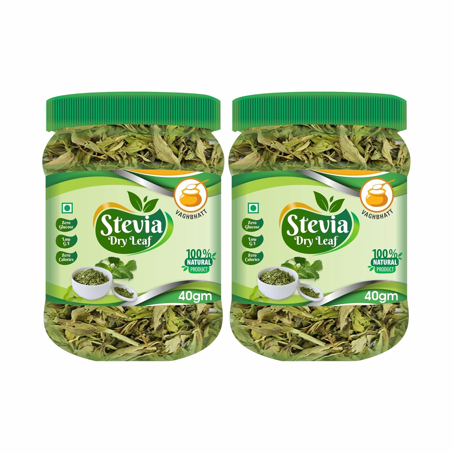Vaghbhatt Stevia Dry Leaves, ZERO Calories, 100 Natural, Diabetes